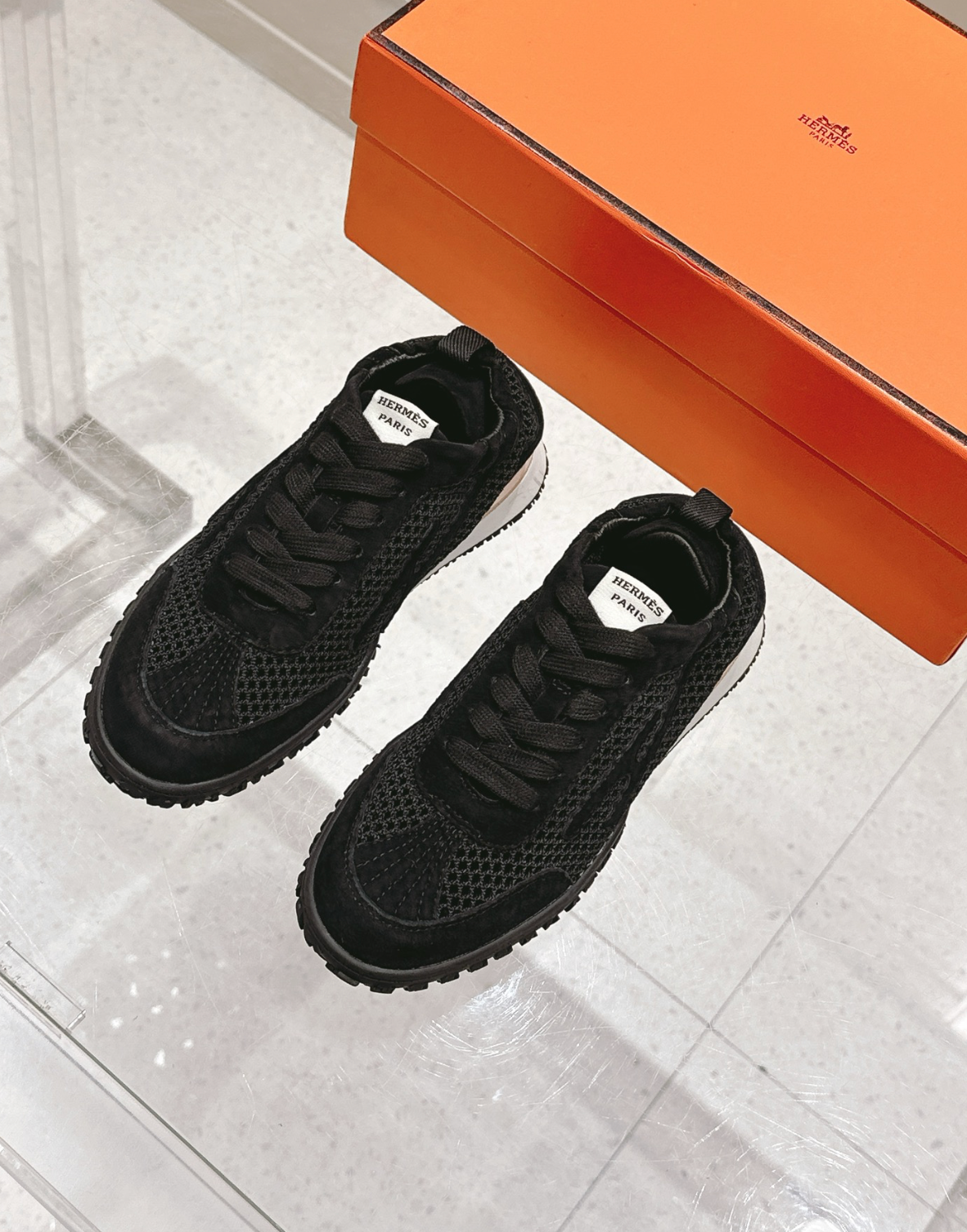 Hermès Jet Noir Crochet Sneakers