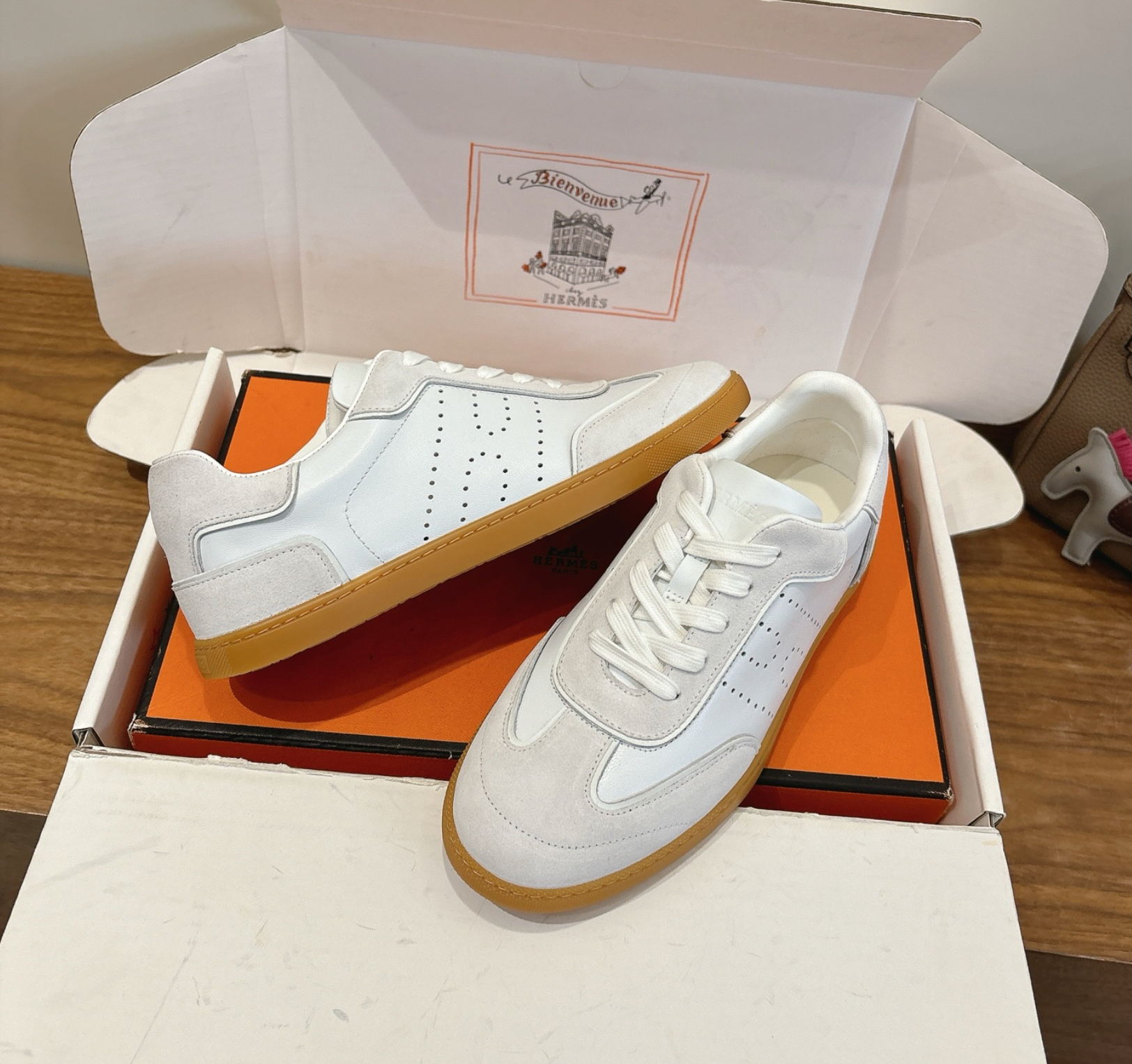 Hermès White/Grey Match Sneaker