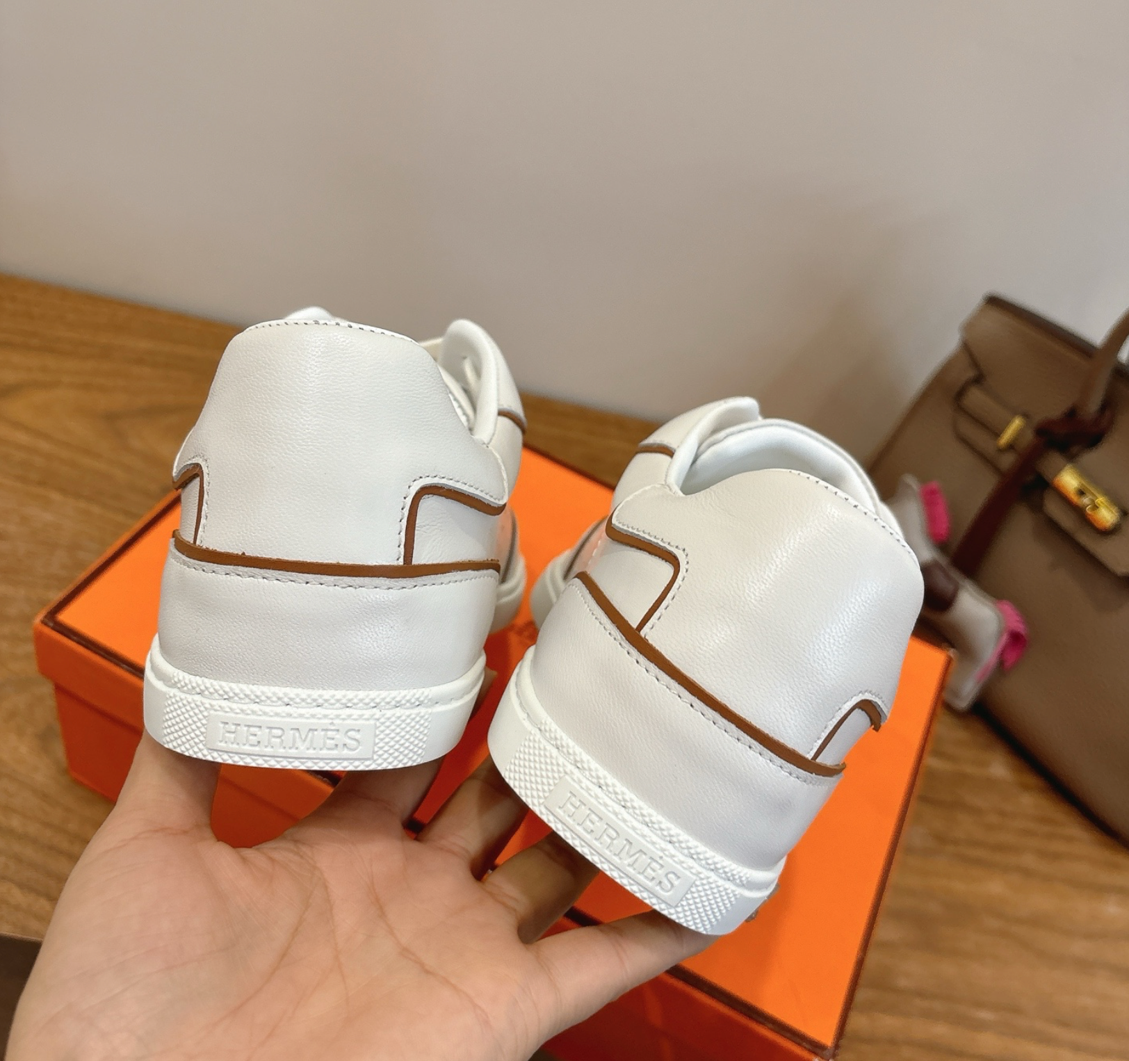 Hermès White/Brown Match Sneaker
