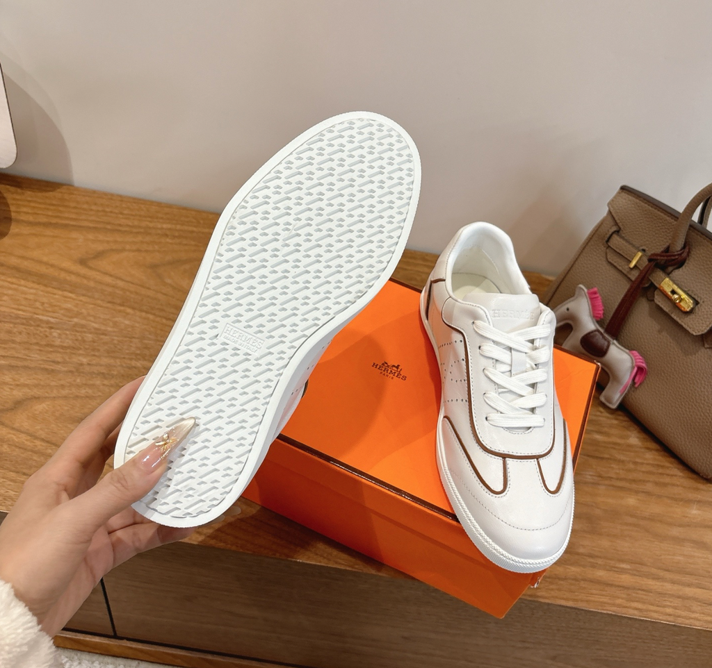 Hermès White/Brown Match Sneaker