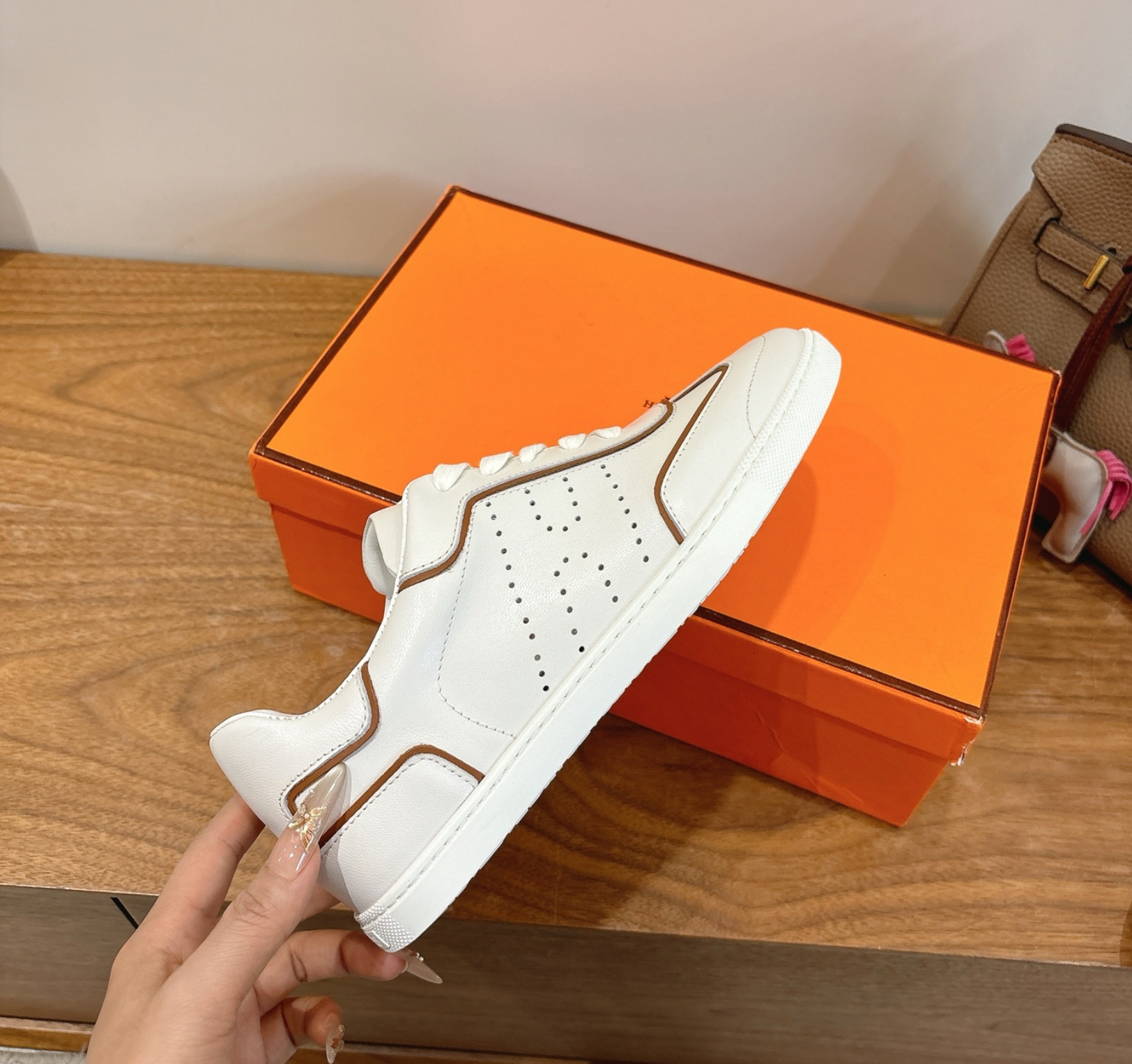Hermès White/Brown Match Sneaker