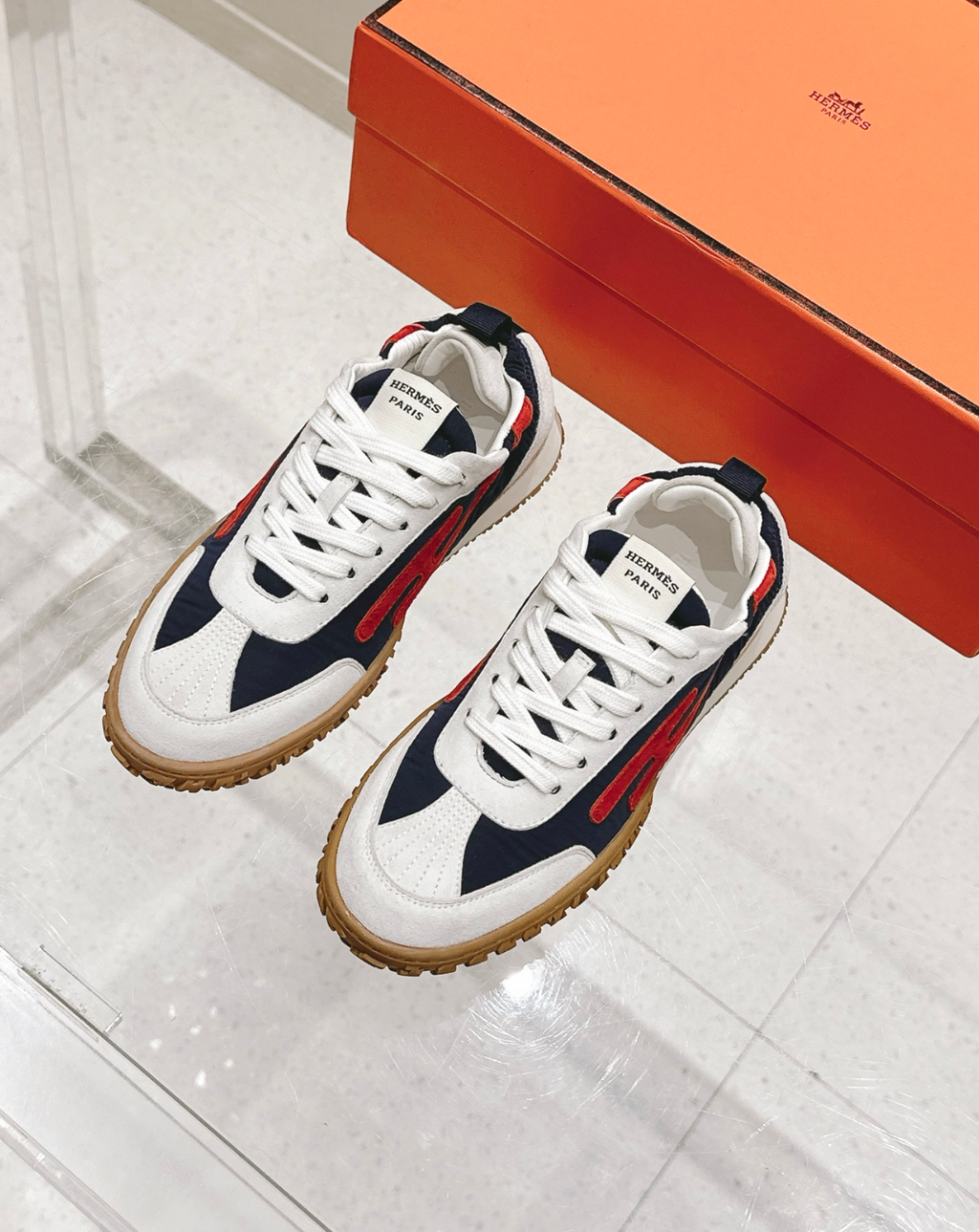 Hermès Jet Navy/Red Sneakers