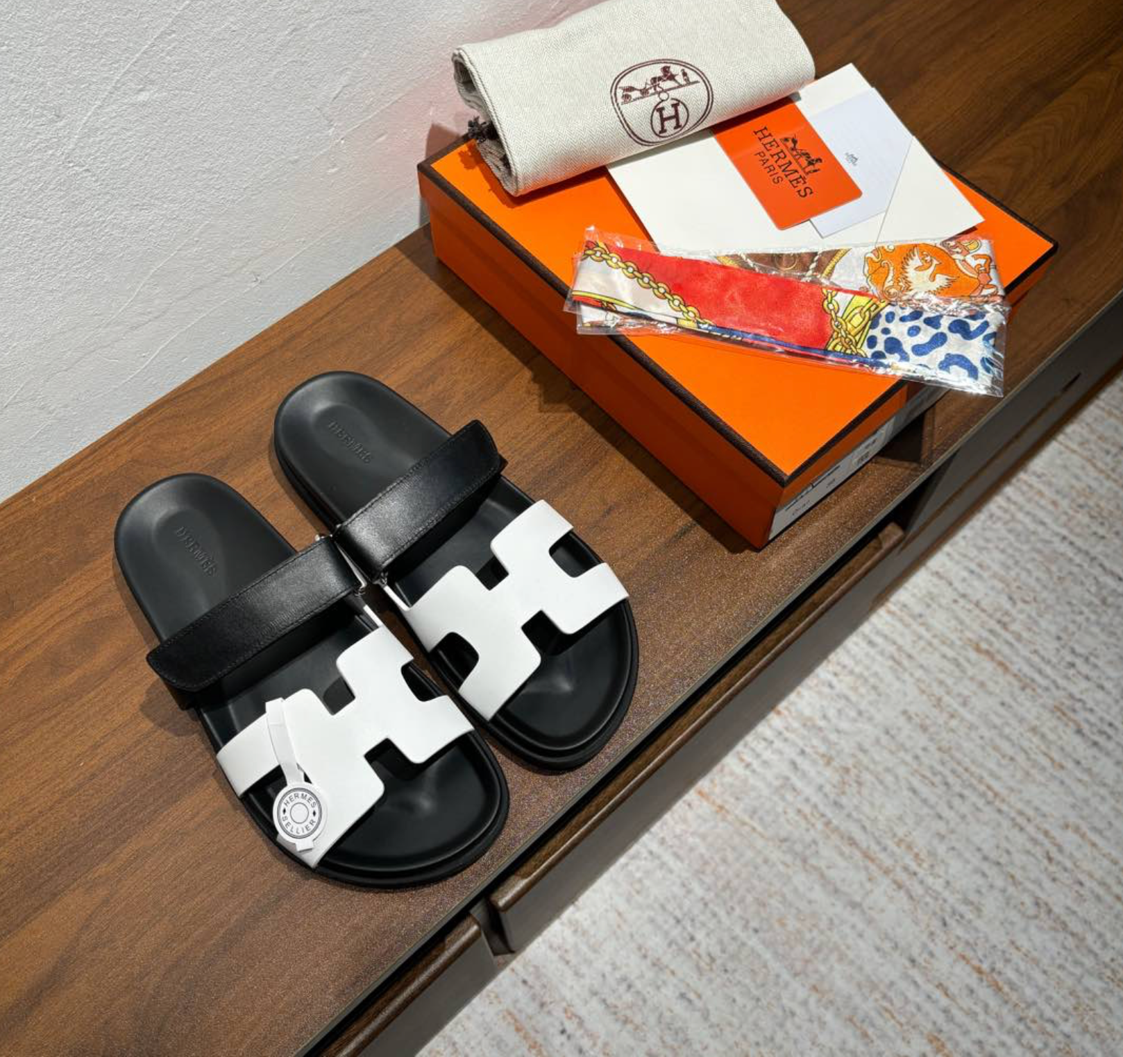 Hermès Chypre Black & White Sandal