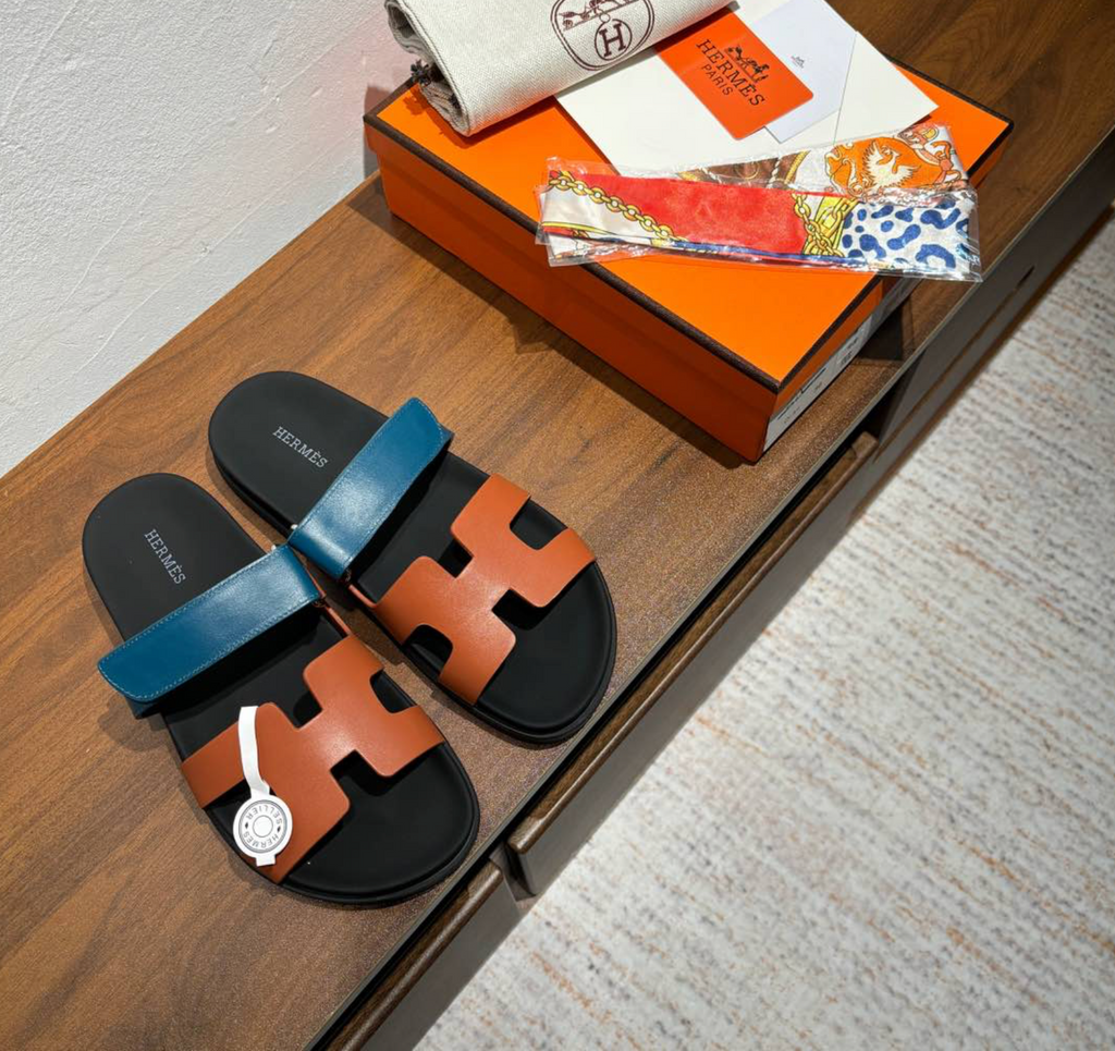 Hermès Chypre Blue & Brown Sandal