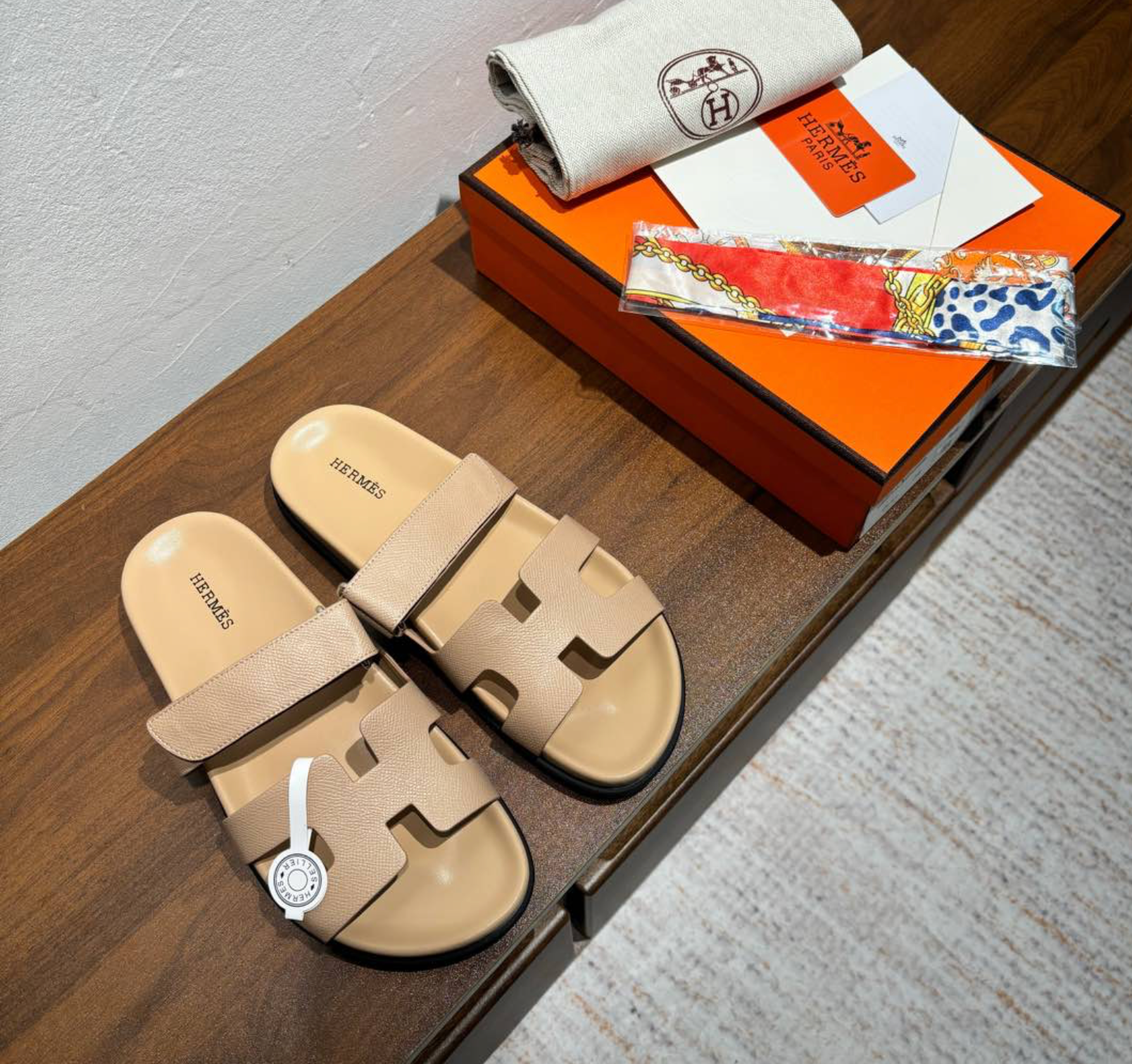 Hermès Chypre Leather Sand Sandal
