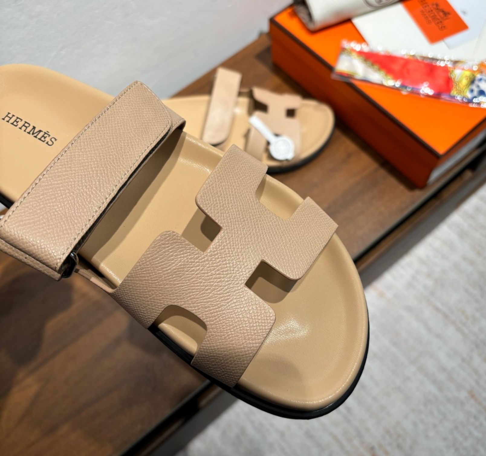 Hermès Chypre Leather Sand Sandal