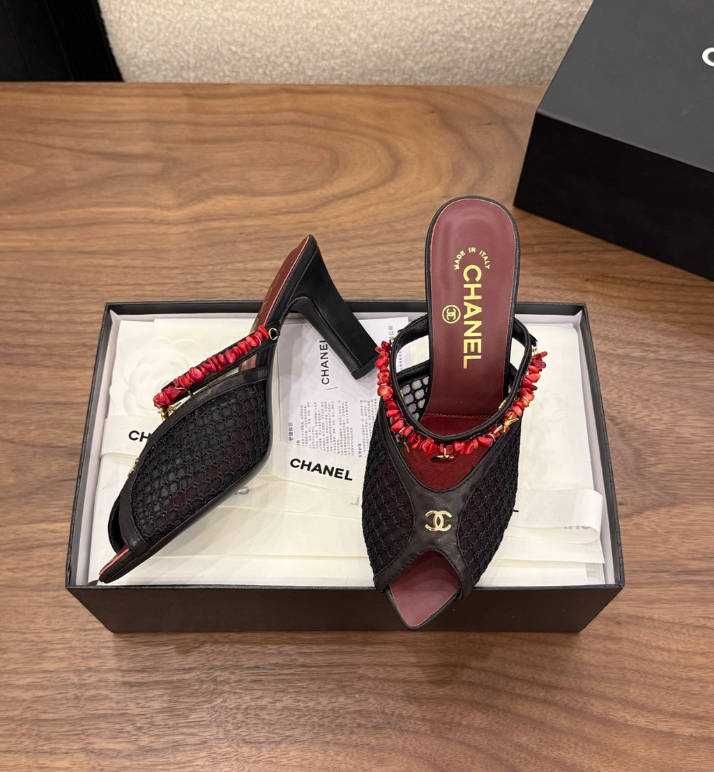 THE CHANEL Black COCO Beach 26 Mule