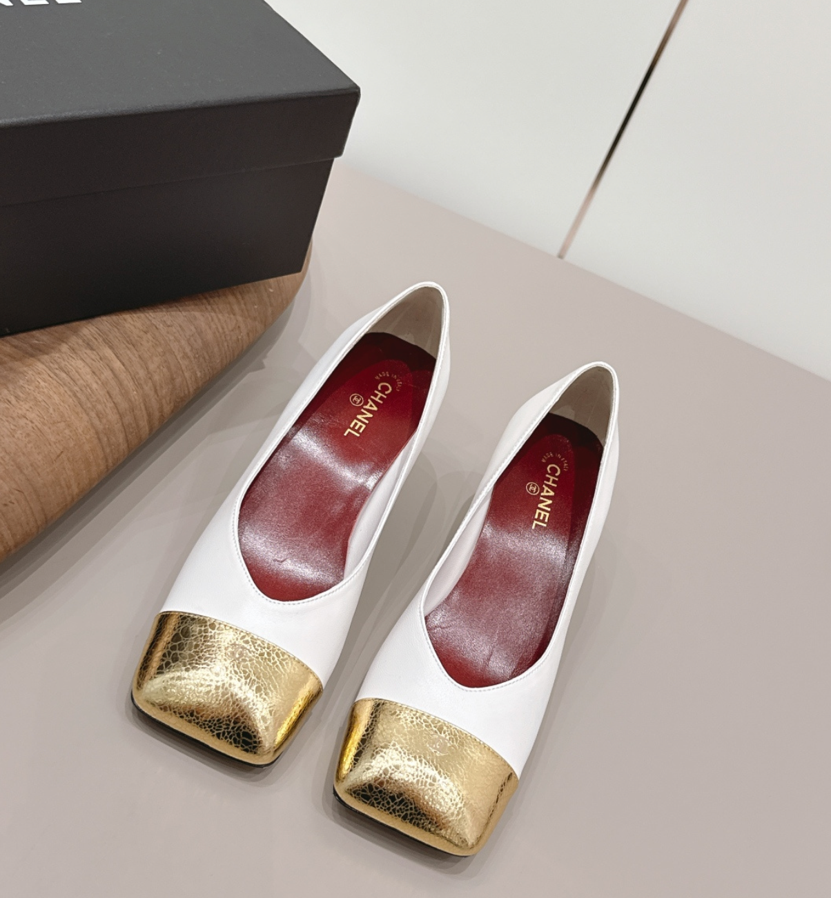 CHANEL White & Gold pumps '26 Heels