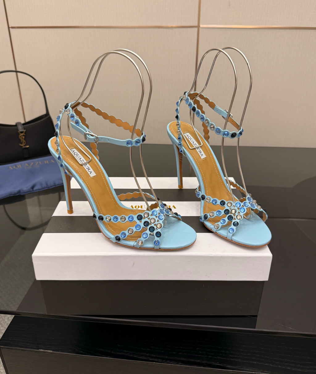 AQUAZZURA TEQUILA BABY BLUE SANDAL 105