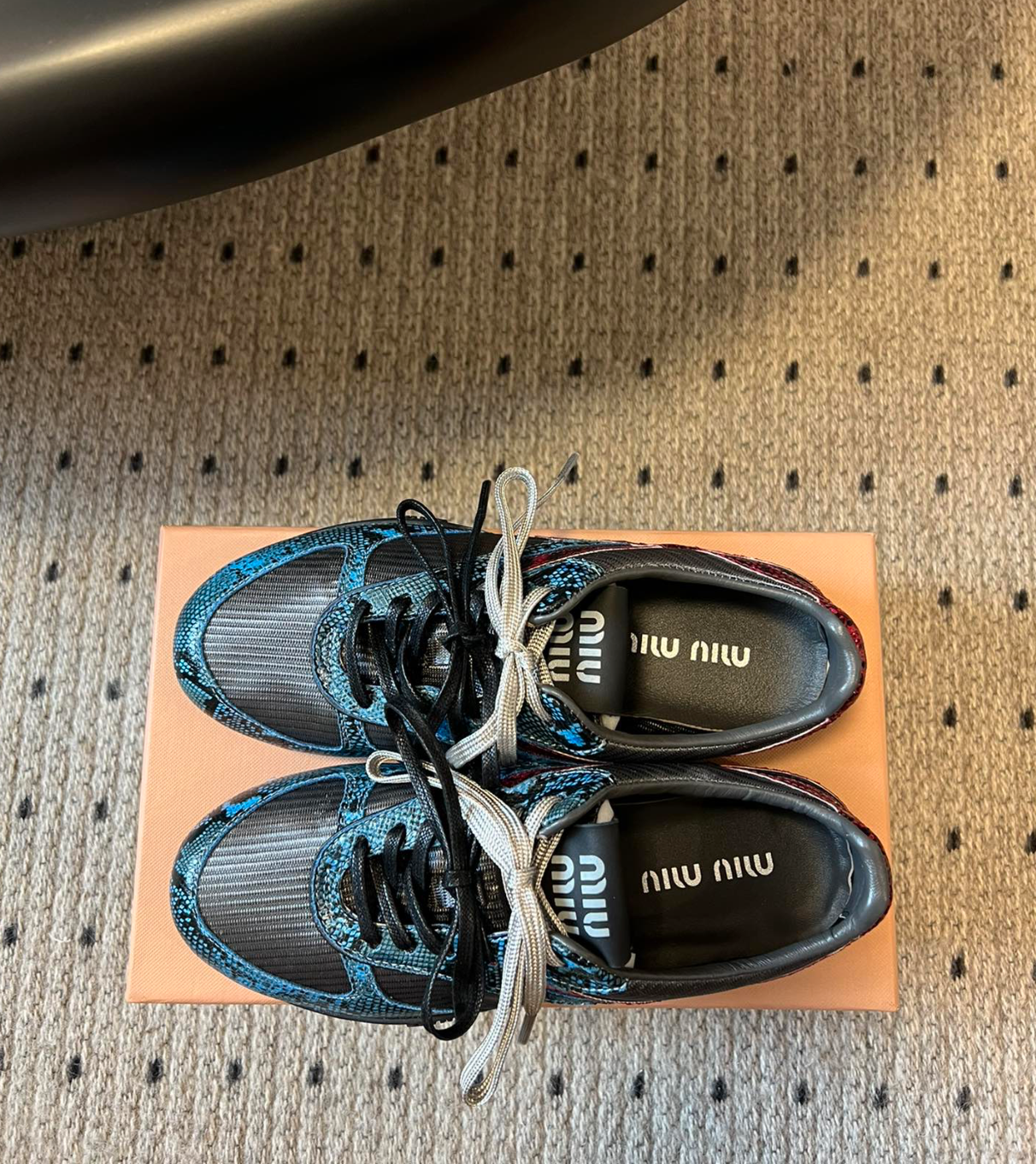 MIU MIU X New Balance Gymnasium Black Snakeskin Sneakers