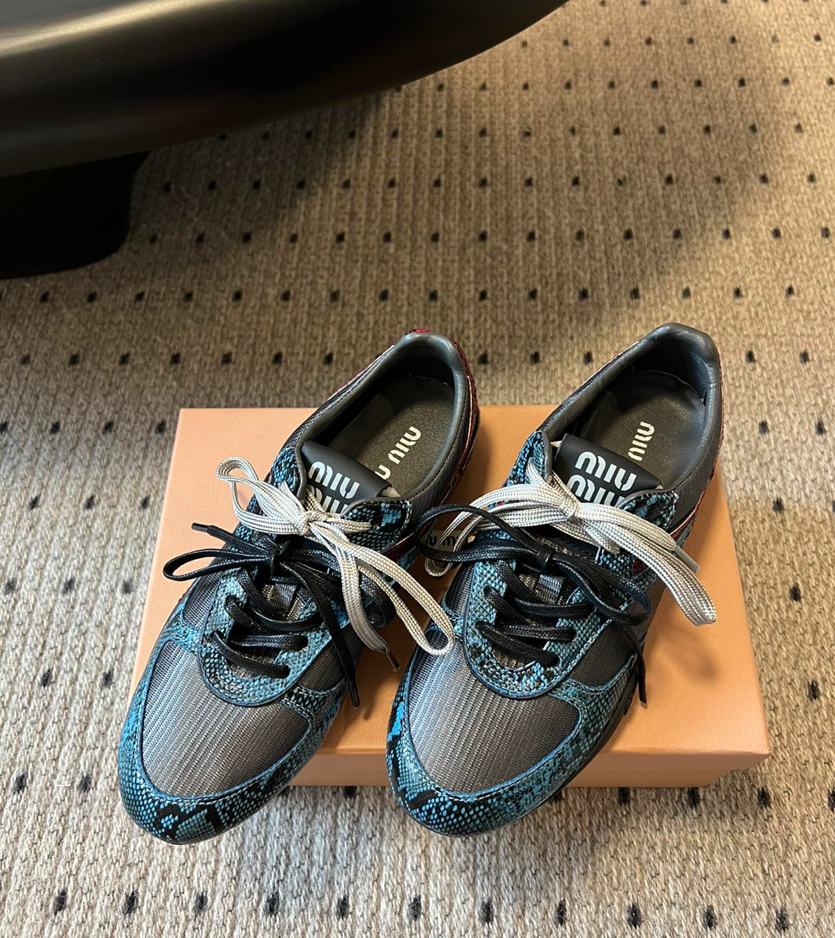 MIU MIU X New Balance Gymnasium Black Snakeskin Sneakers