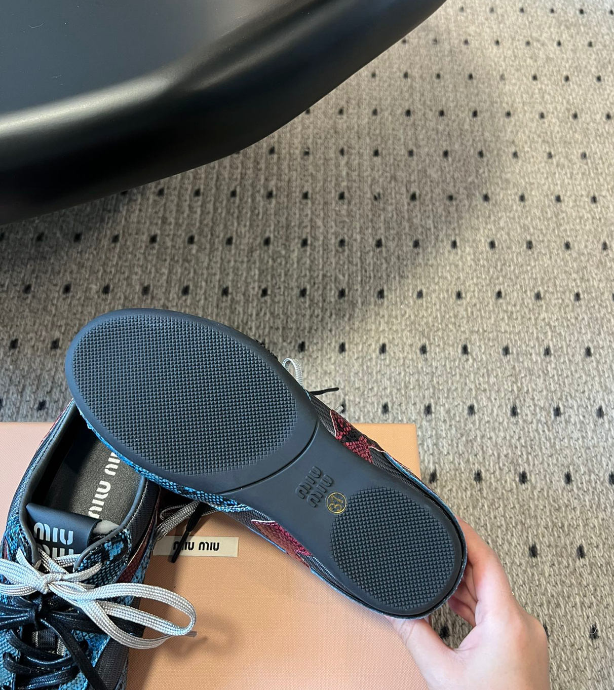 MIU MIU X New Balance Gymnasium Black Snakeskin Sneakers