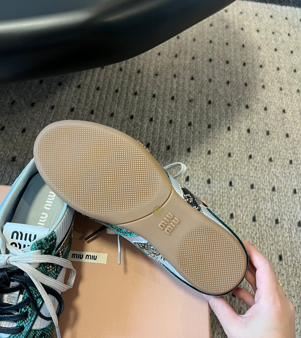 MIU MIU X New Balance Gymnasium Green Snakeskin Sneakers