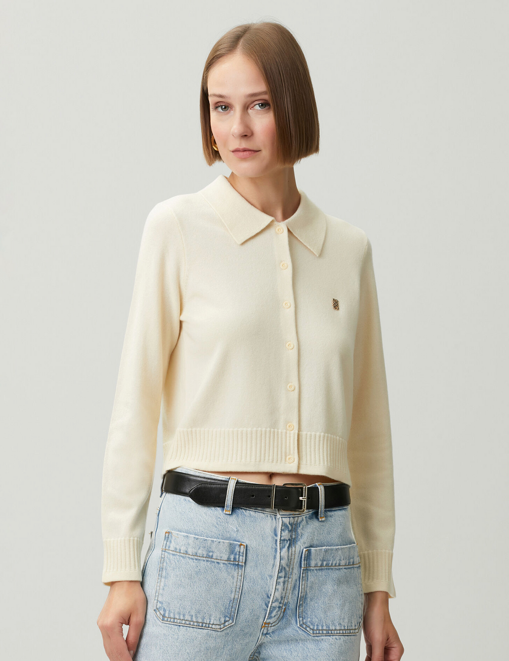 SANDRO CARDIGAN WITH SHIRT COLLAR