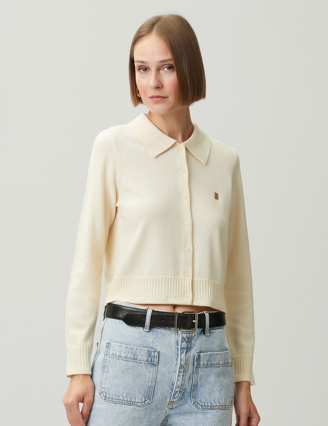 SANDRO CARDIGAN WITH SHIRT COLLAR