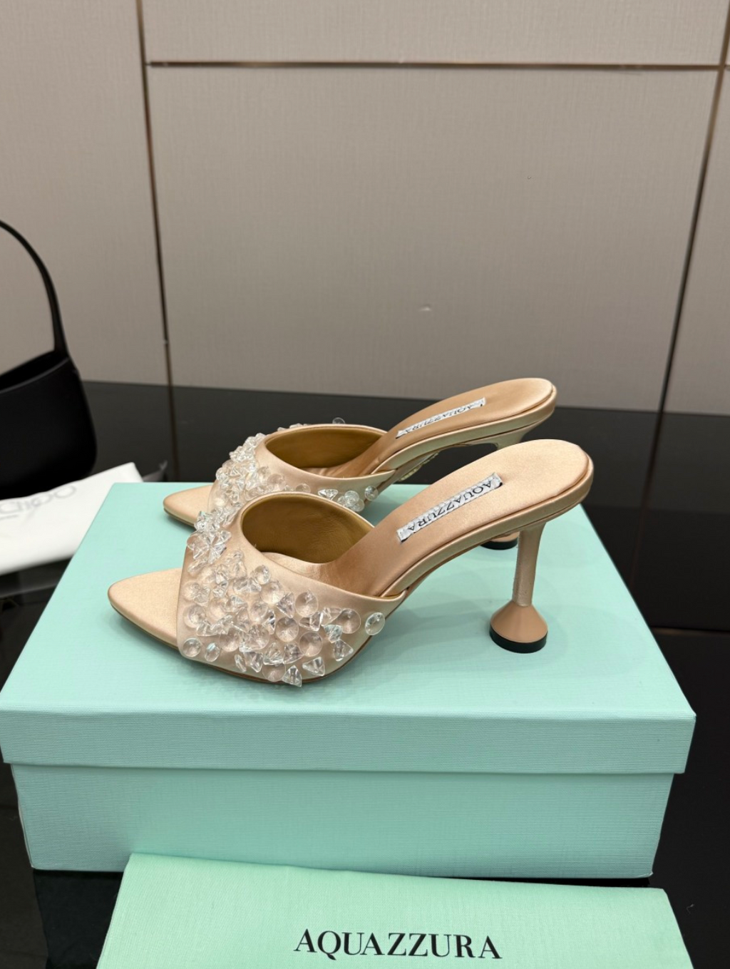 Bisous Embellished Satin Mules 85