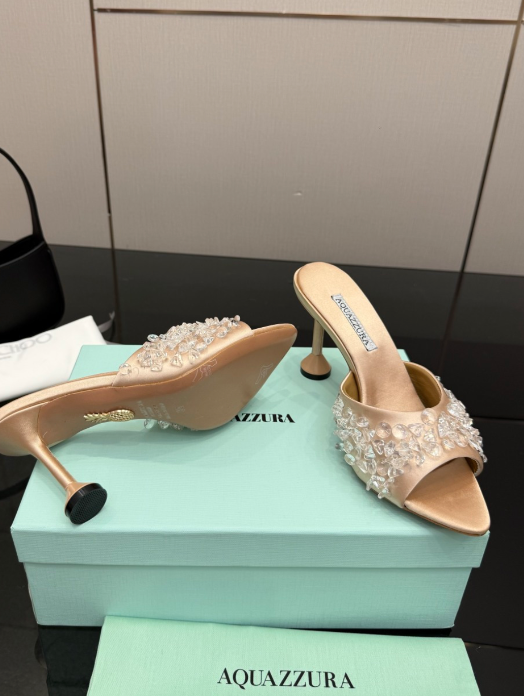 Bisous Embellished Satin Mules 85