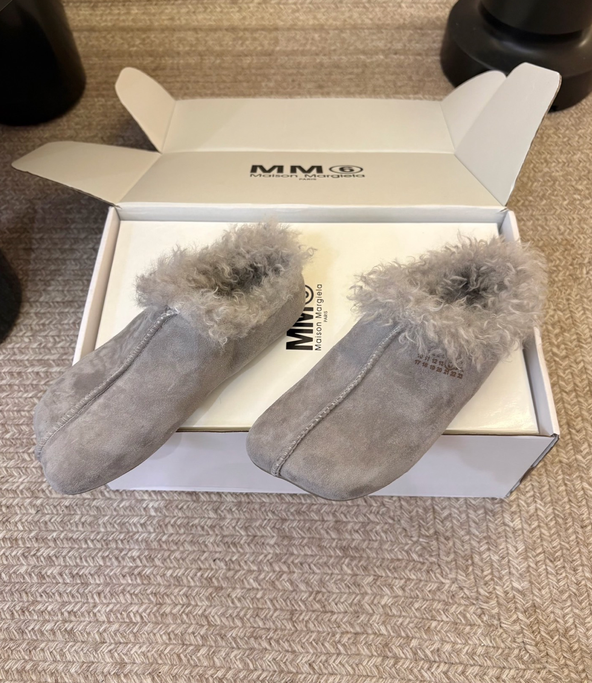 MM6 Maison Margiela faux-shearling Numeric-print slippers