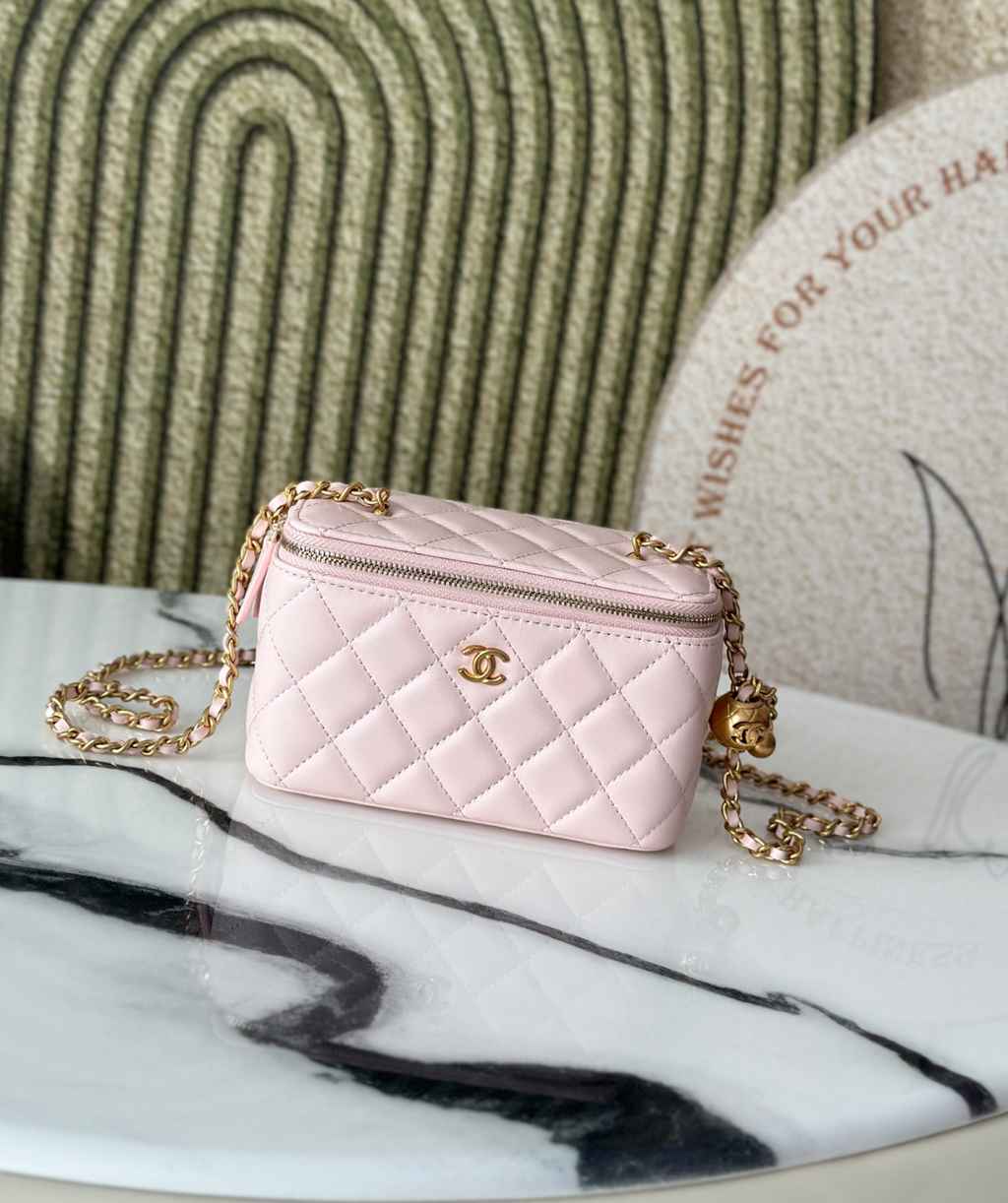 Chanel Vanity on Chain Pearl Crush Pink Lambskin