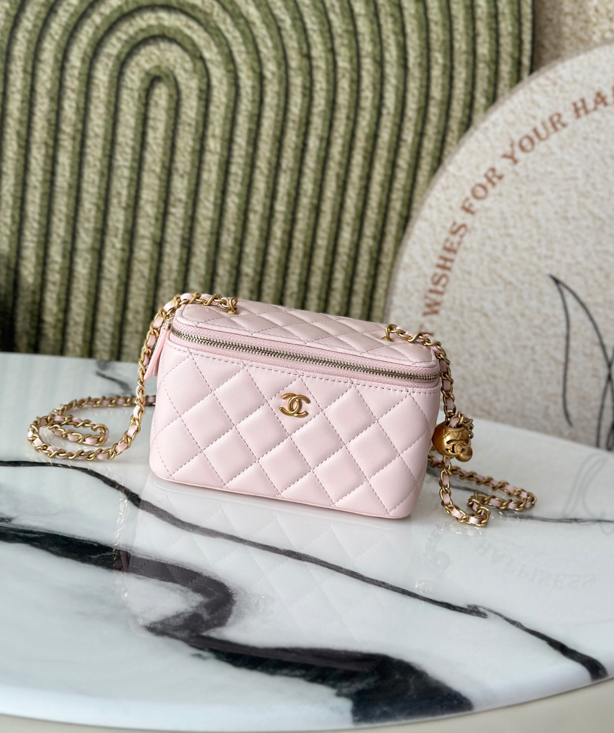 Chanel Vanity on Chain Pearl Crush Pink Lambskin