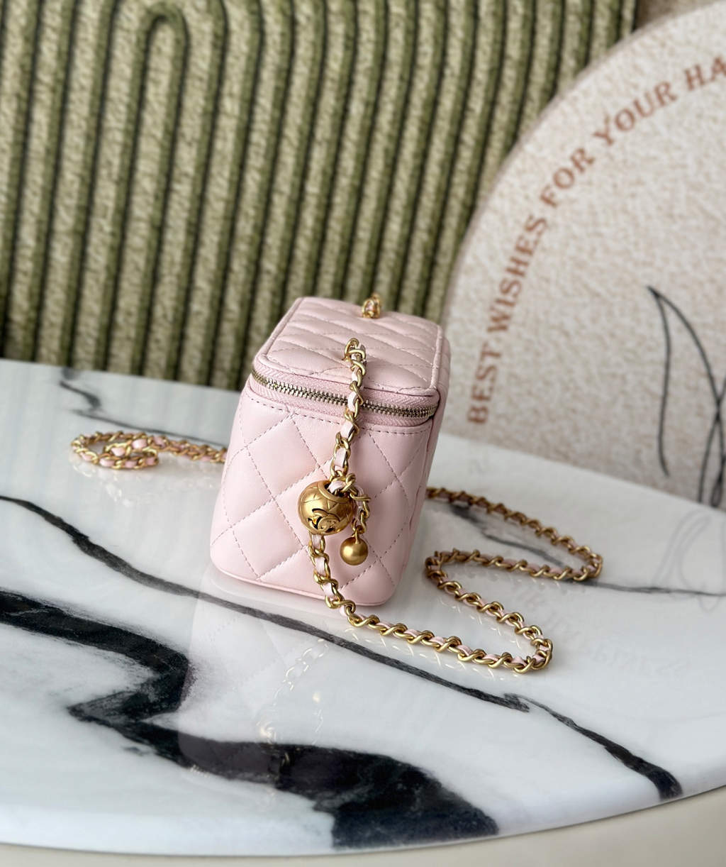 Chanel Vanity on Chain Pearl Crush Pink Lambskin
