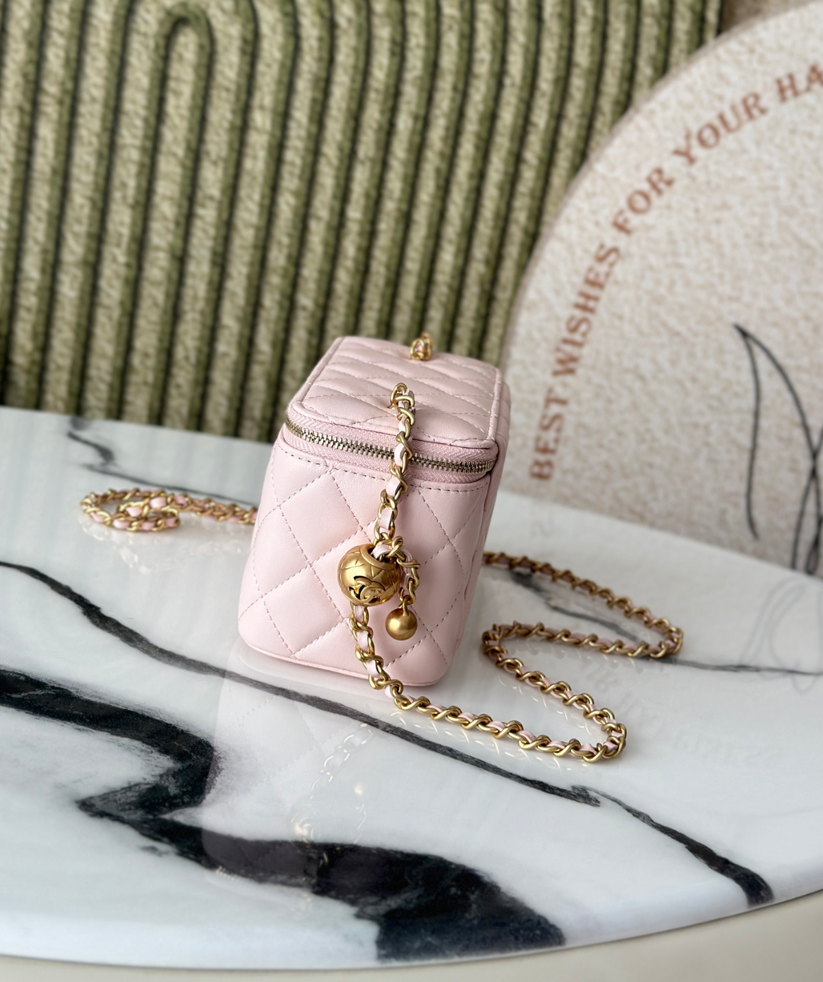 Chanel Vanity on Chain Pearl Crush Pink Lambskin