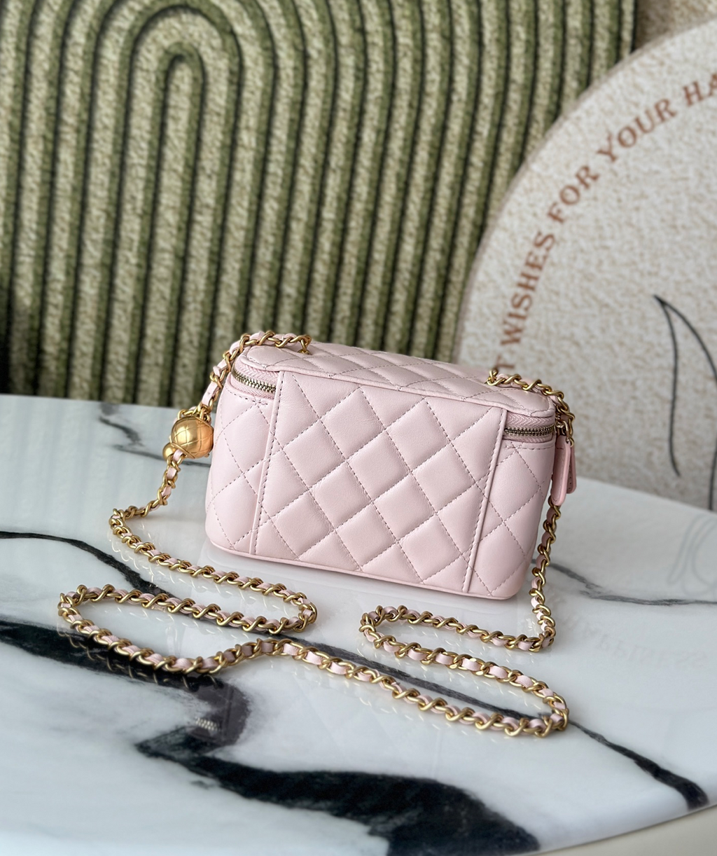 Chanel Vanity on Chain Pearl Crush Pink Lambskin