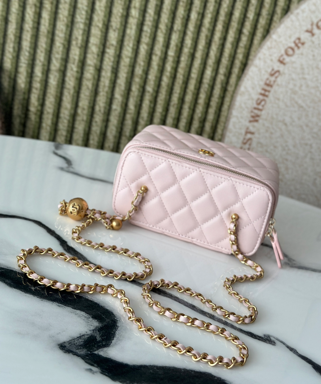 Chanel Vanity on Chain Pearl Crush Pink Lambskin