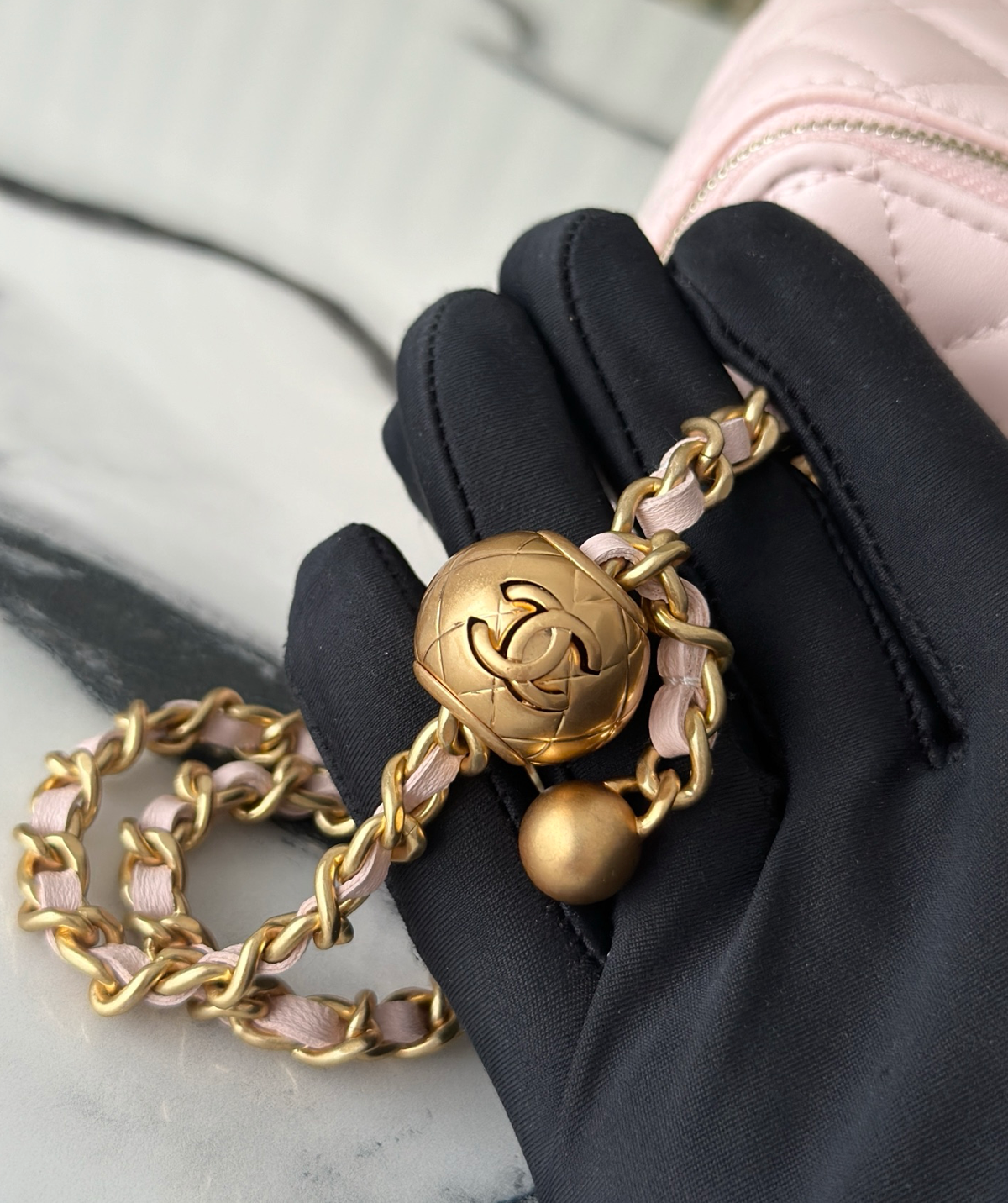 Chanel Vanity on Chain Pearl Crush Pink Lambskin
