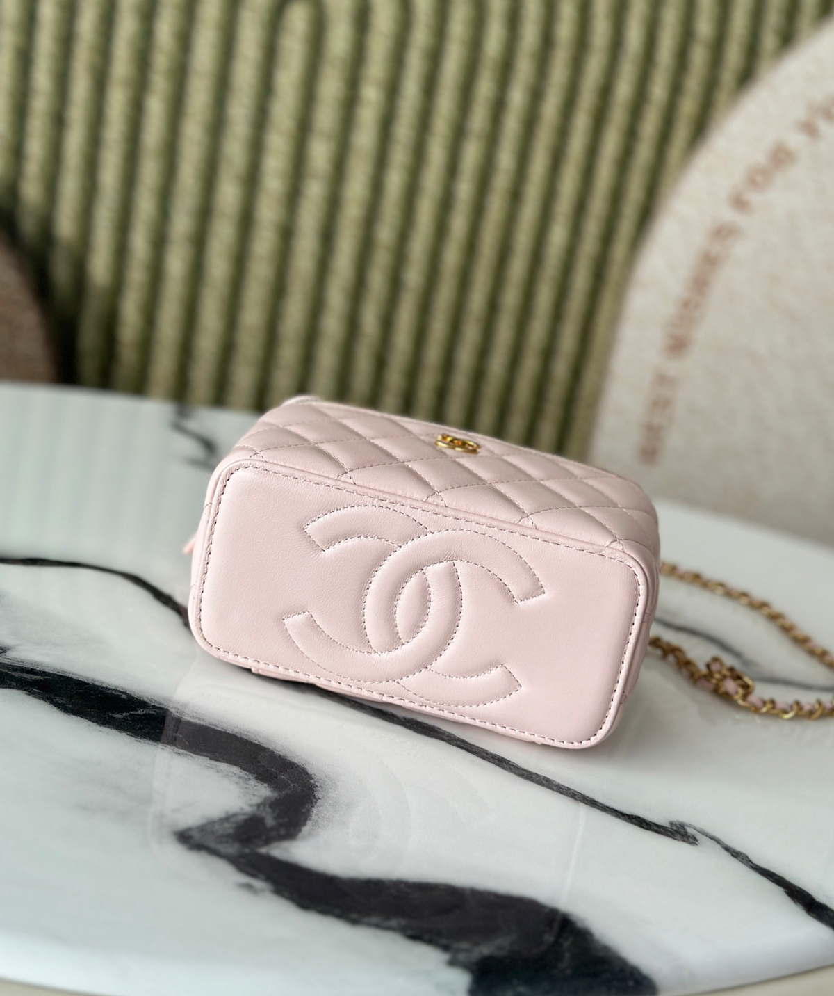 Chanel Vanity on Chain Pearl Crush Pink Lambskin