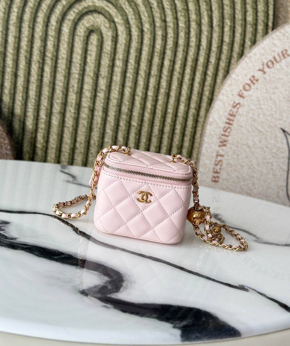 Chanel Vanity on Chain Pearl Crush Pink Lambskin