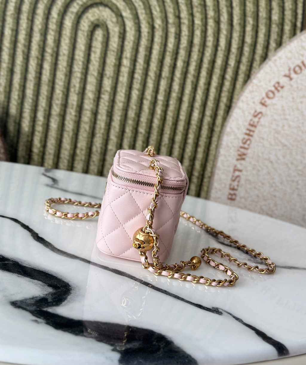 Chanel Vanity on Chain Pearl Crush Pink Lambskin