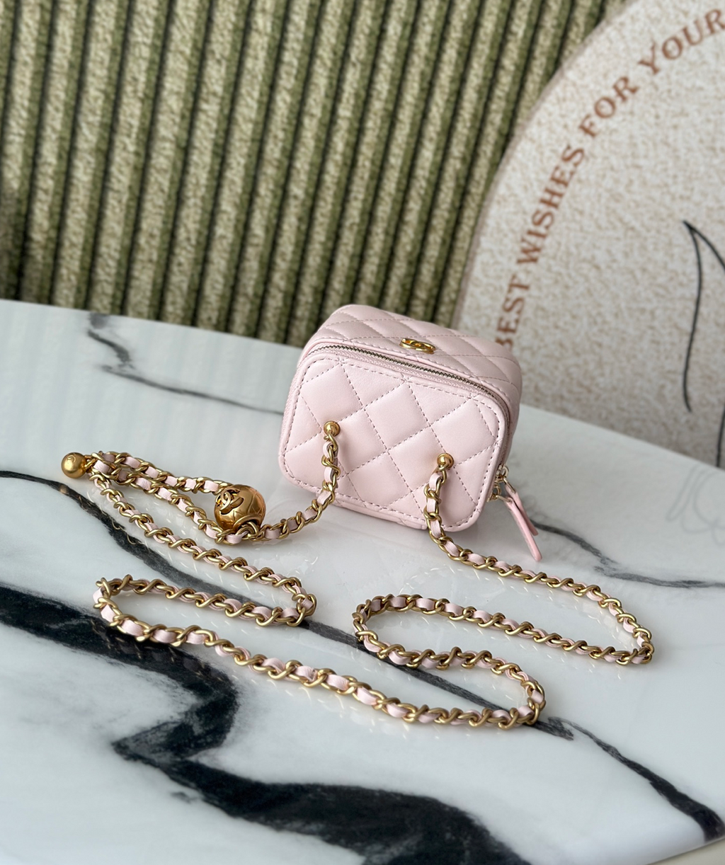 Chanel Vanity on Chain Pearl Crush Pink Lambskin