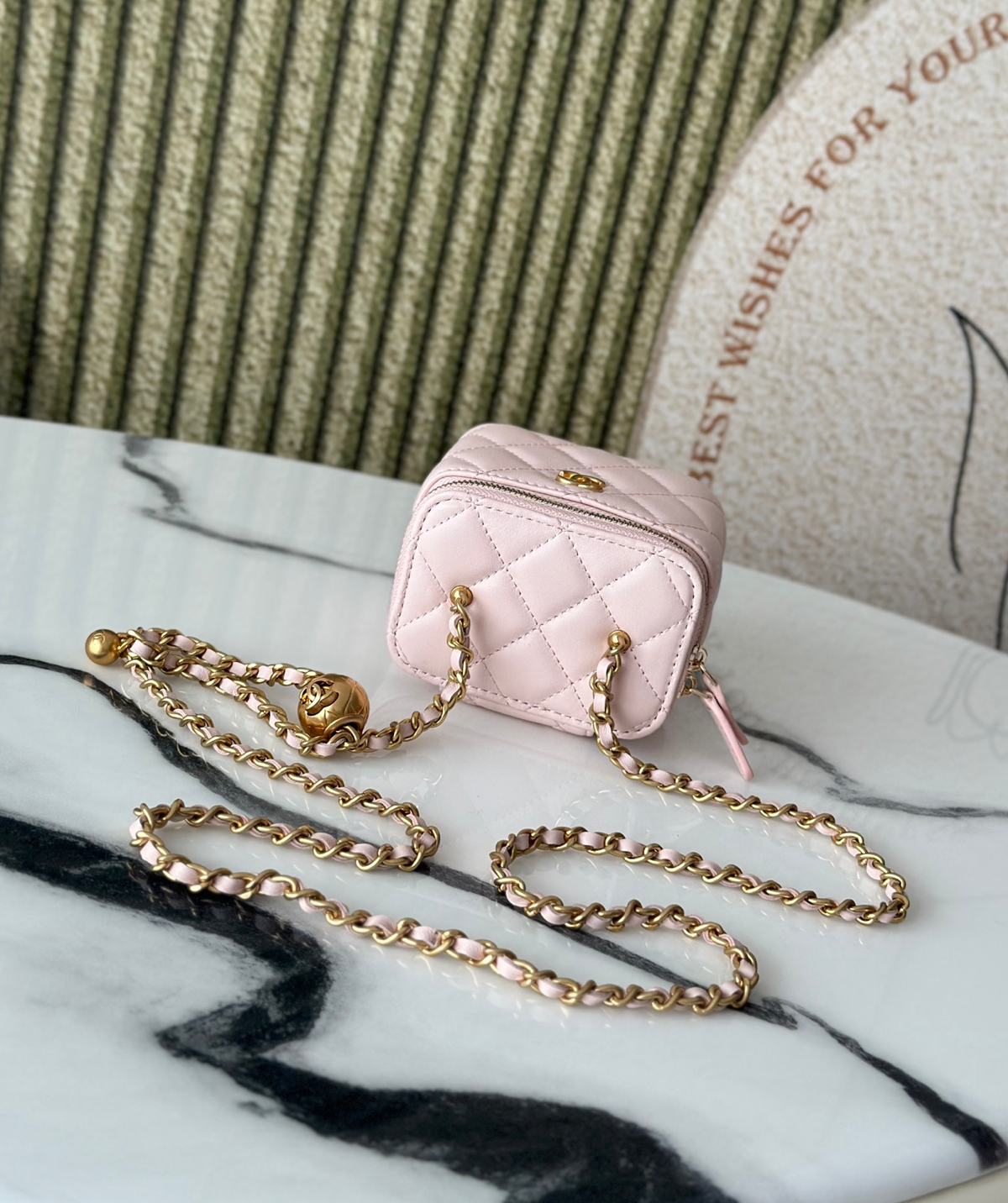 Chanel Vanity on Chain Pearl Crush Pink Lambskin