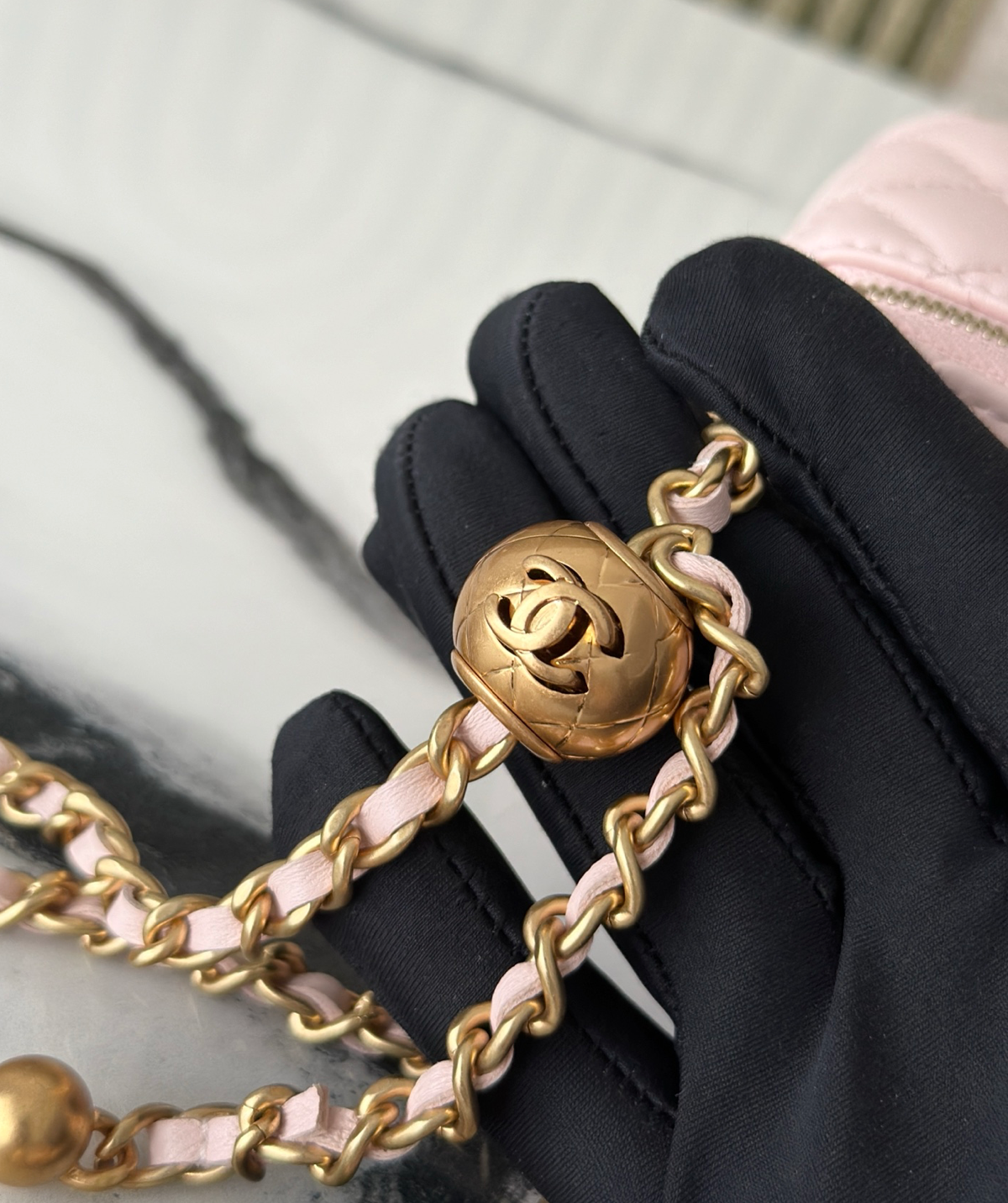 Chanel Vanity on Chain Pearl Crush Pink Lambskin