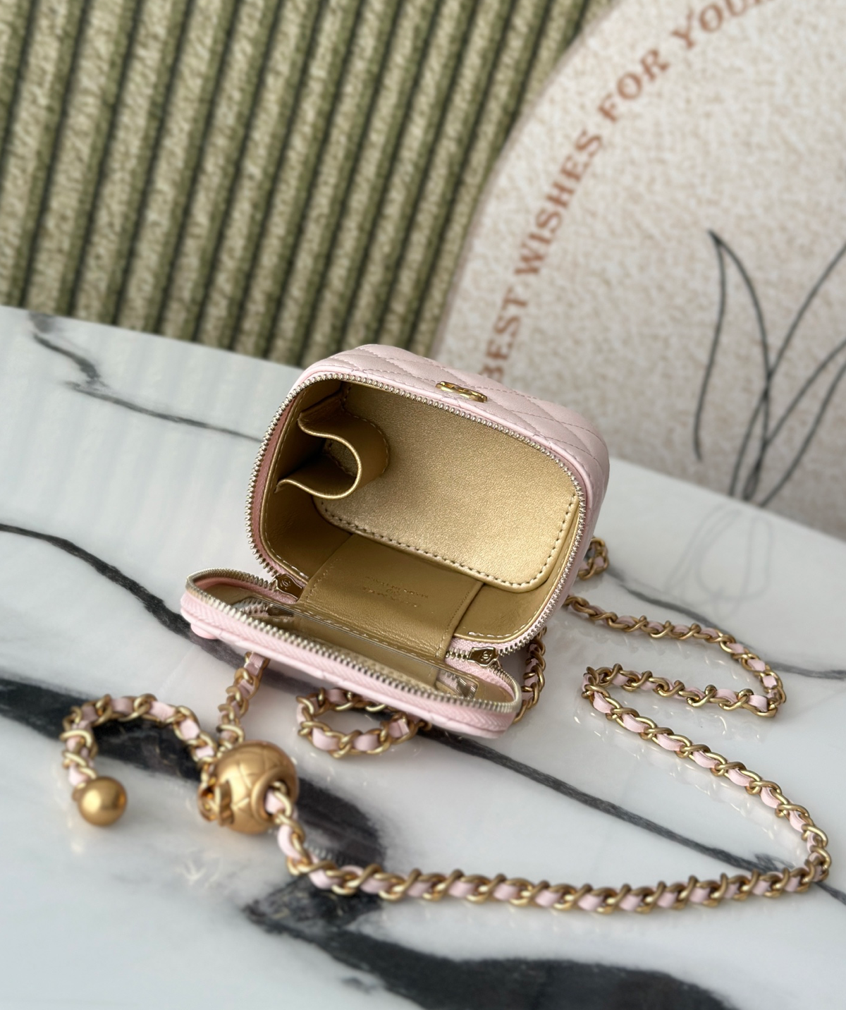 Chanel Vanity on Chain Pearl Crush Pink Lambskin