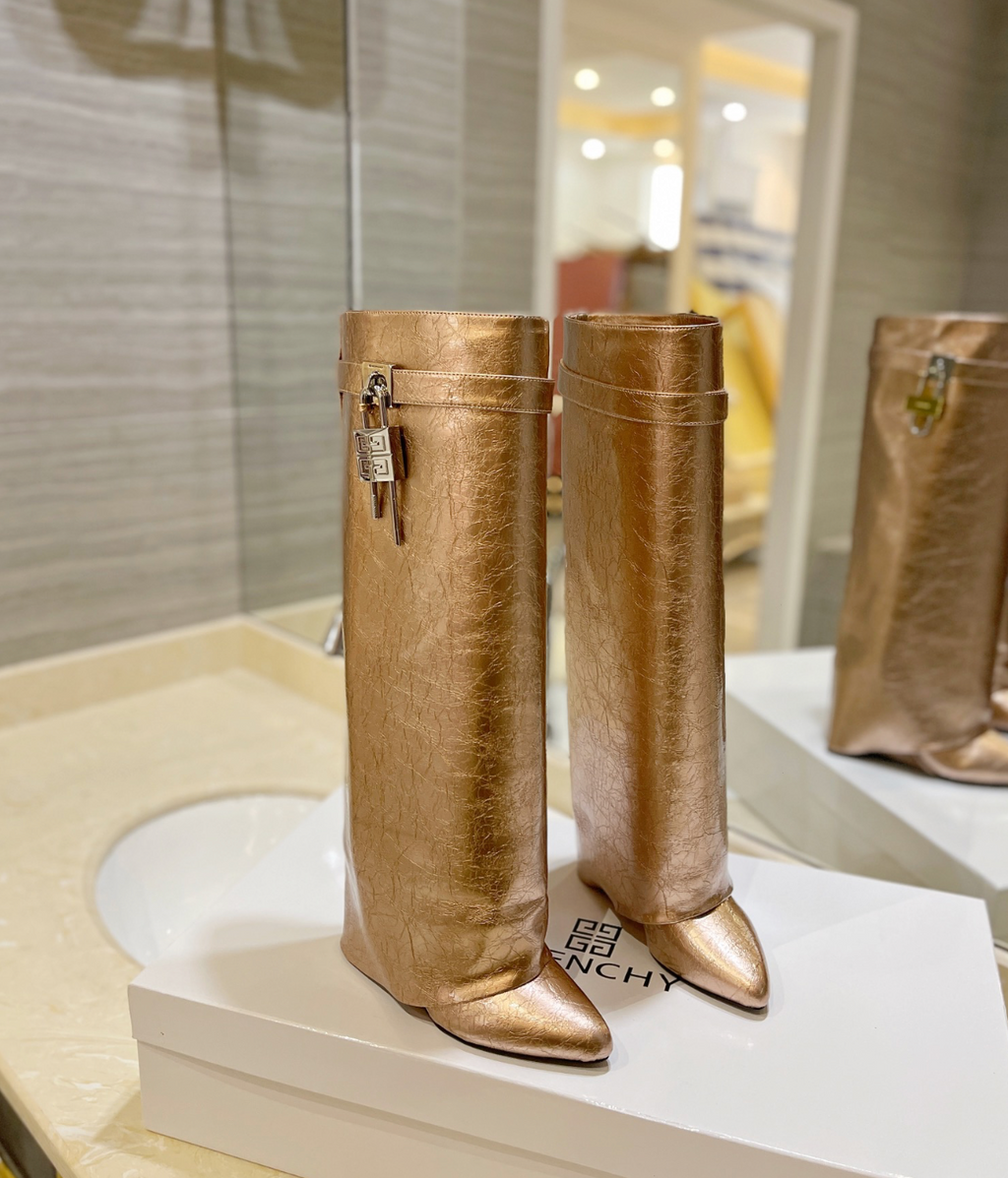 GIVENCHY Shark Lock Boots In Gold