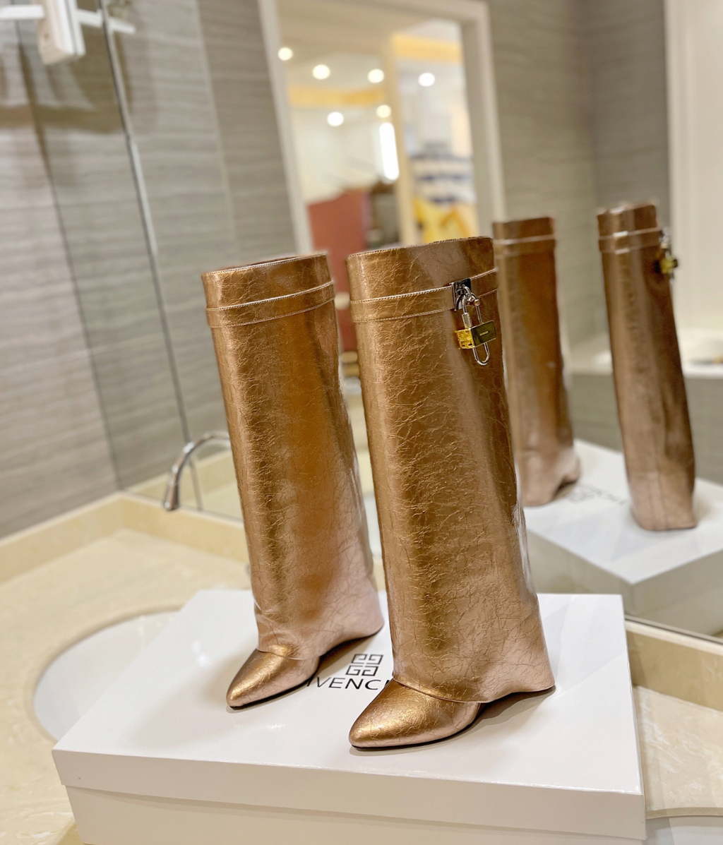 GIVENCHY Shark Lock Boots In Gold