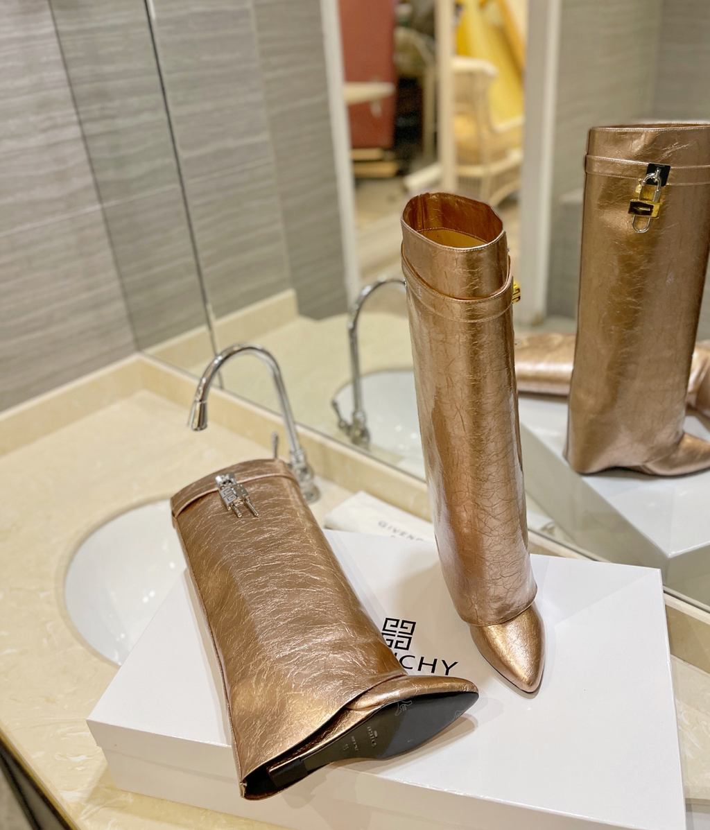 GIVENCHY Shark Lock Boots In Gold