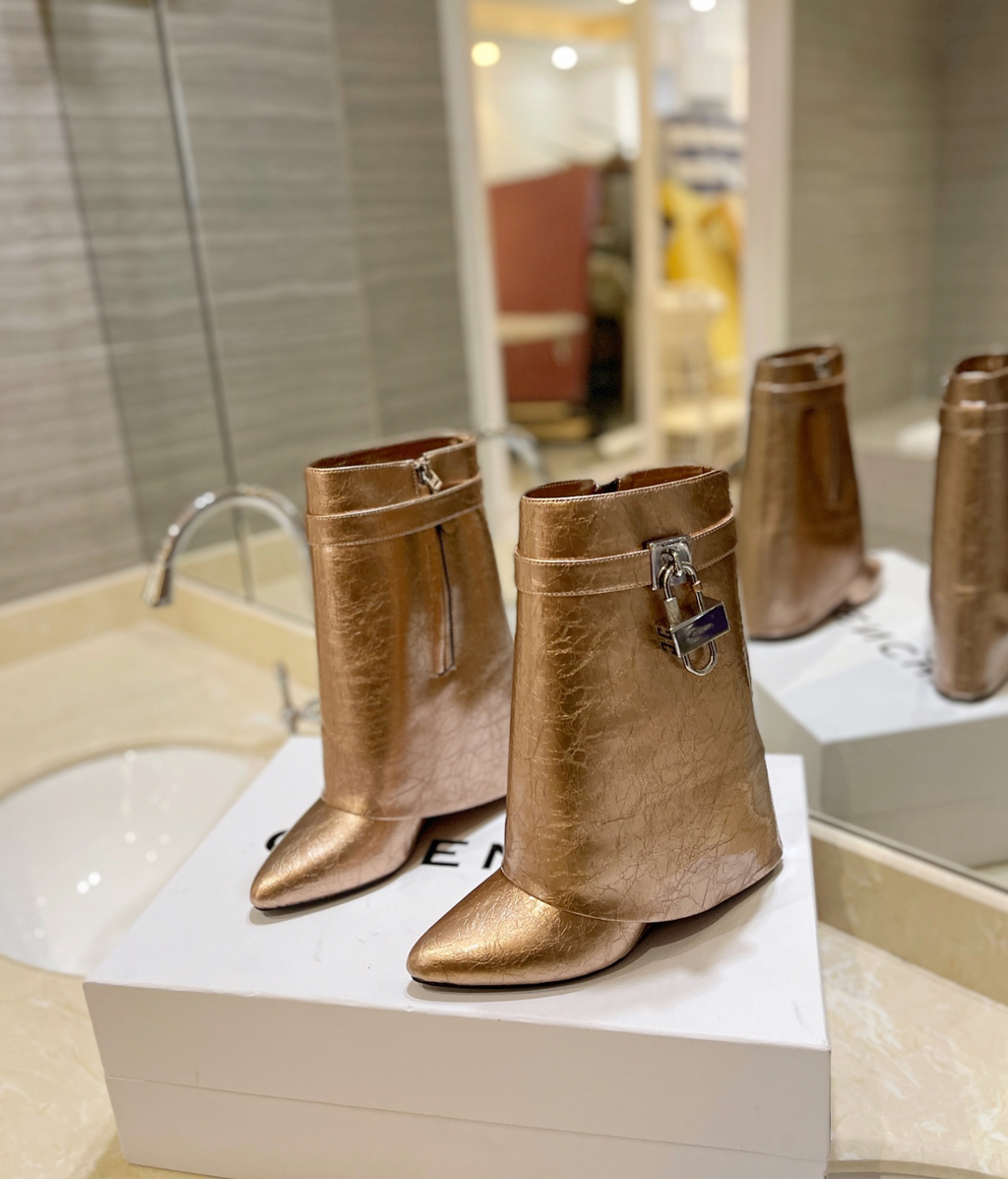 GIVENCHY Shark Lock Ankle Boots In Gold