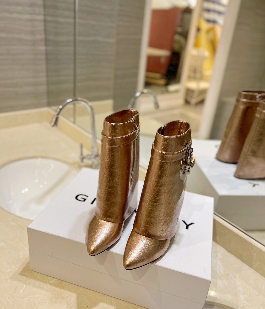 GIVENCHY Shark Lock Ankle Boots In Gold