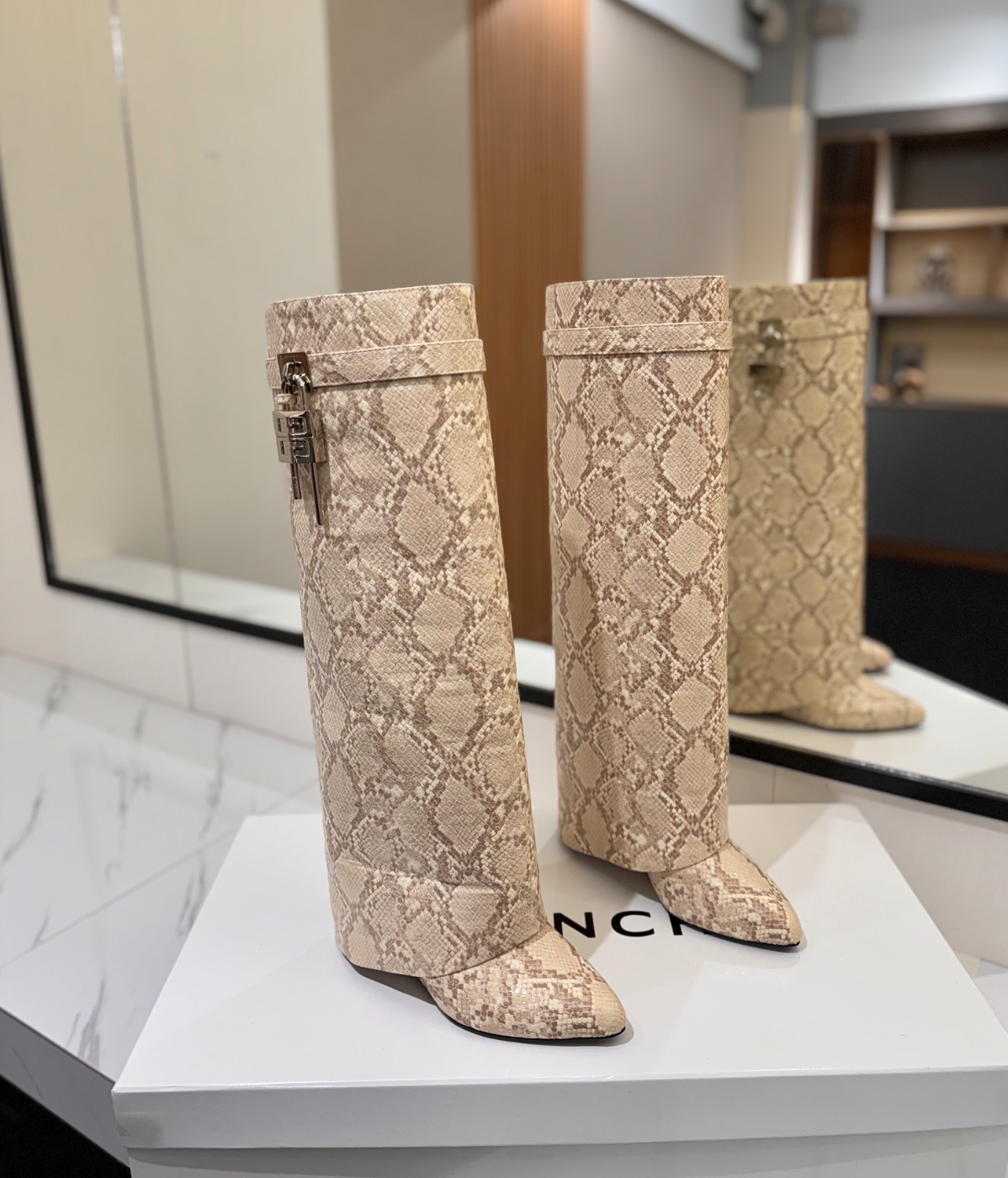 GIVENCHY Shark Lock Boots in Snakeskin