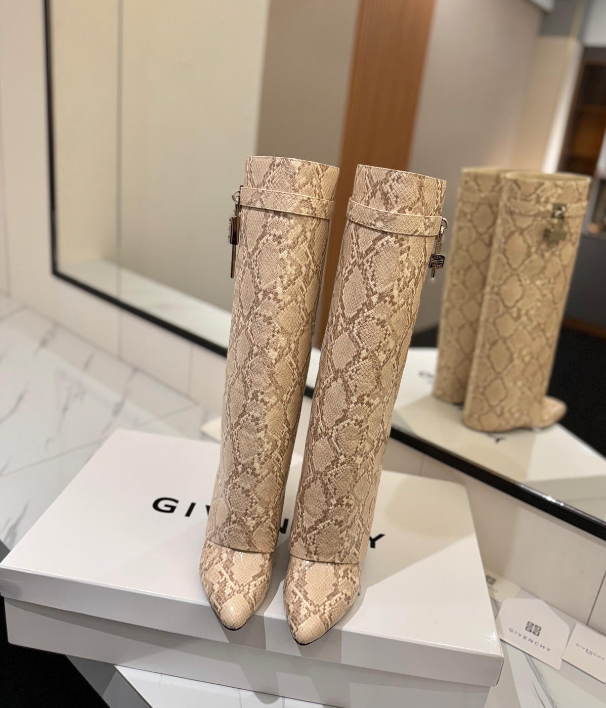 GIVENCHY Shark Lock Boots in Snakeskin