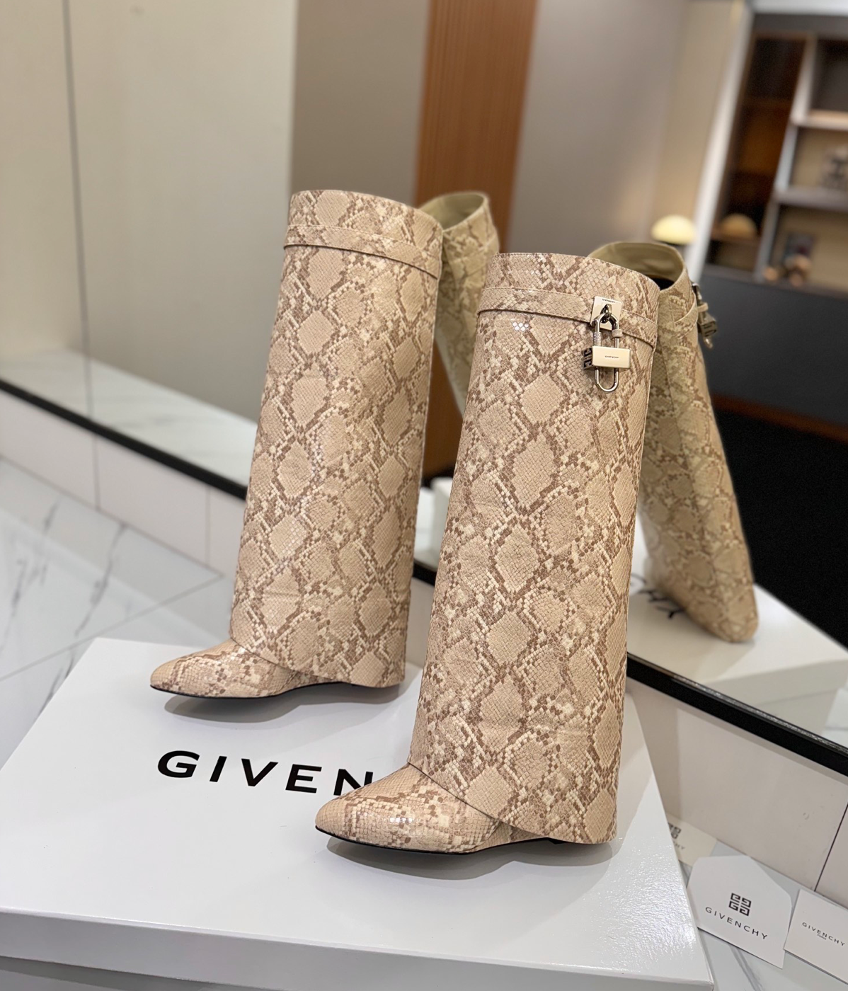 GIVENCHY Shark Lock Boots in Snakeskin