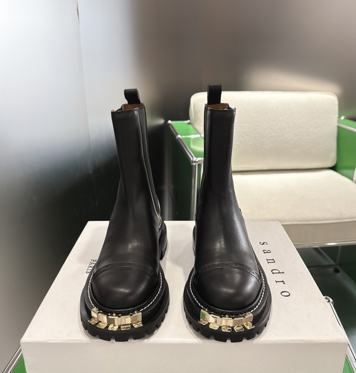 Sandro Ankle Boots with Notched Sole