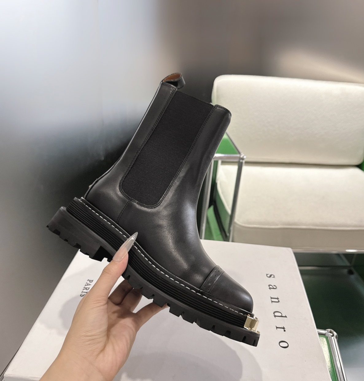 Sandro Ankle Boots with Notched Sole