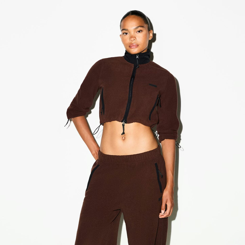 OUTDOOR FLEECE CROPPED 3/4 SLEEVE JACKET