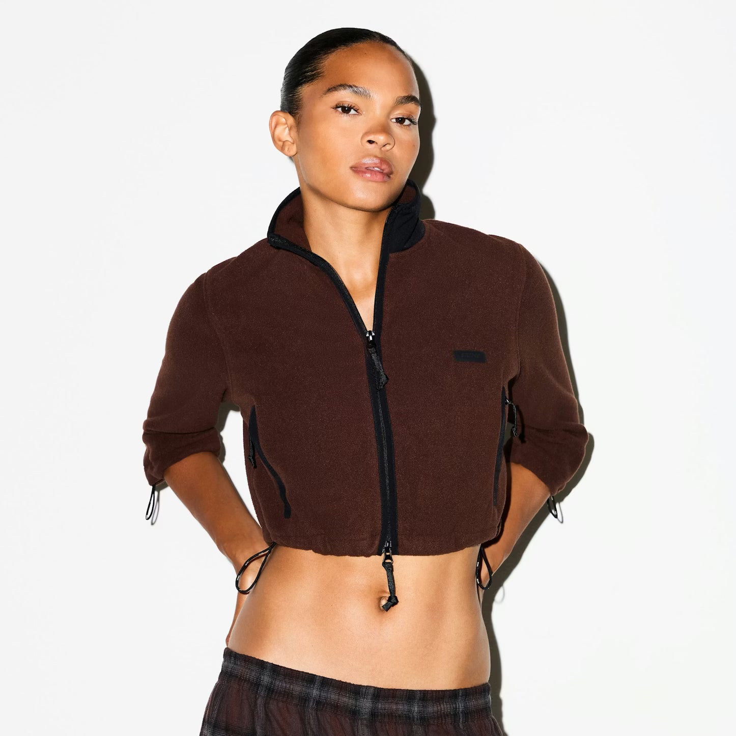 OUTDOOR FLEECE CROPPED 3/4 SLEEVE JACKET