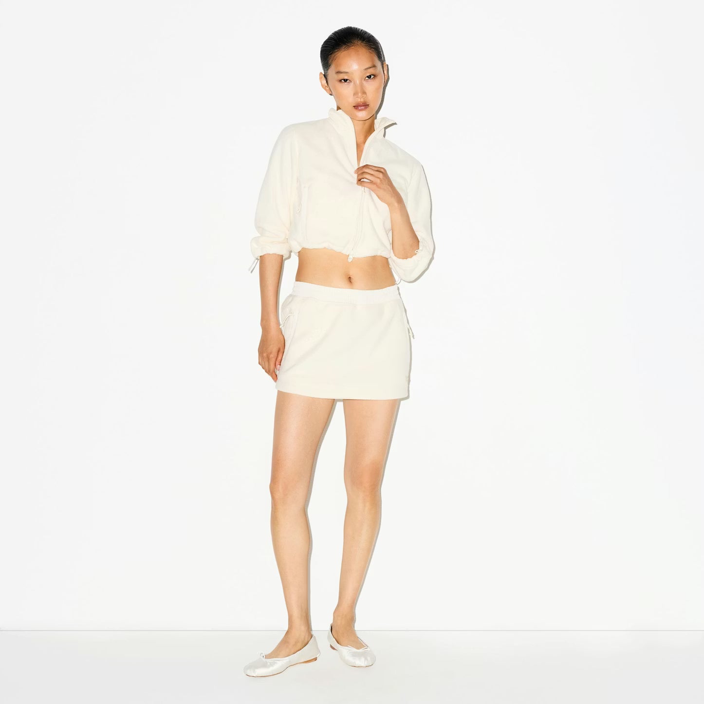 OUTDOOR FLEECE CROPPED 3/4 SLEEVE JACKET