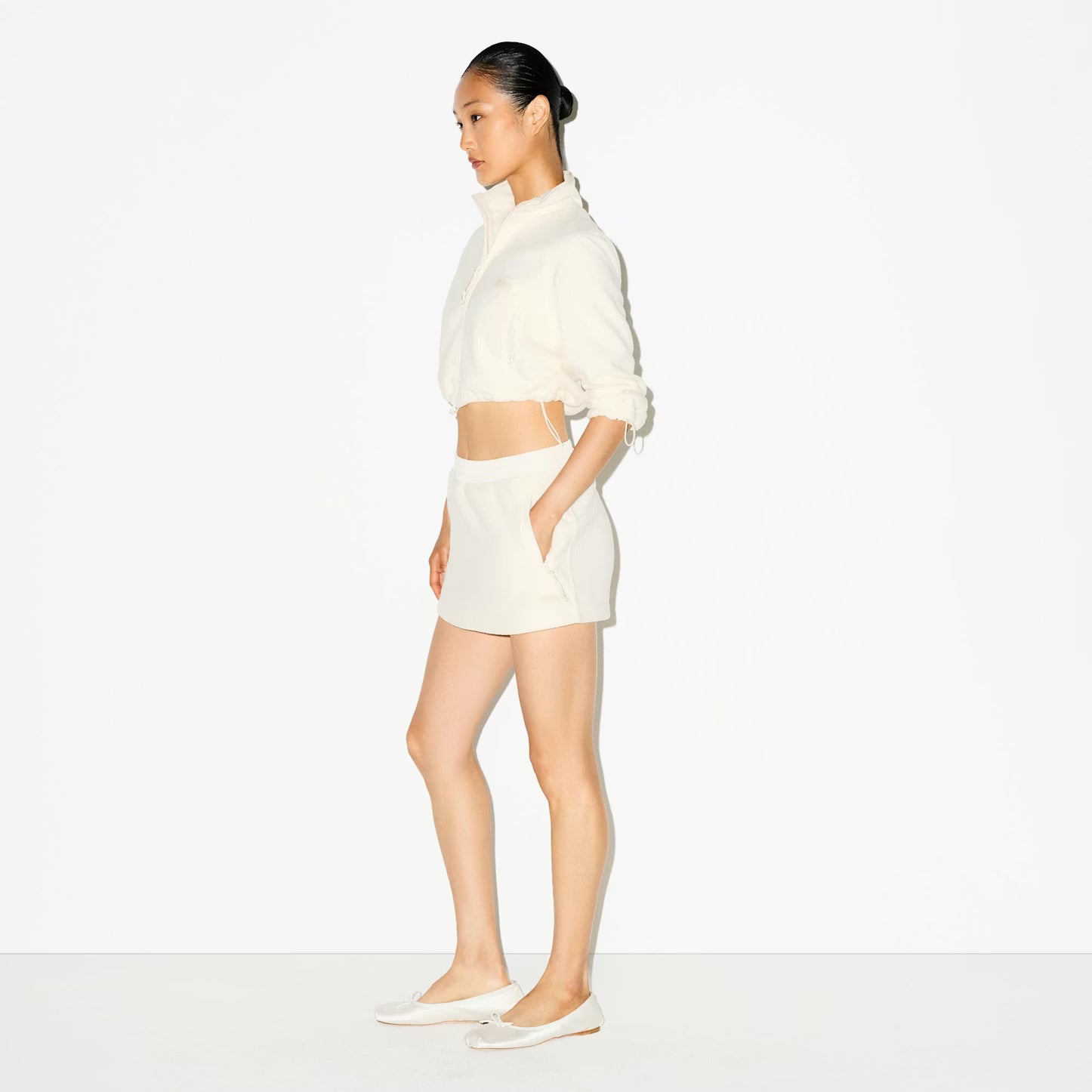 OUTDOOR FLEECE CROPPED 3/4 SLEEVE JACKET